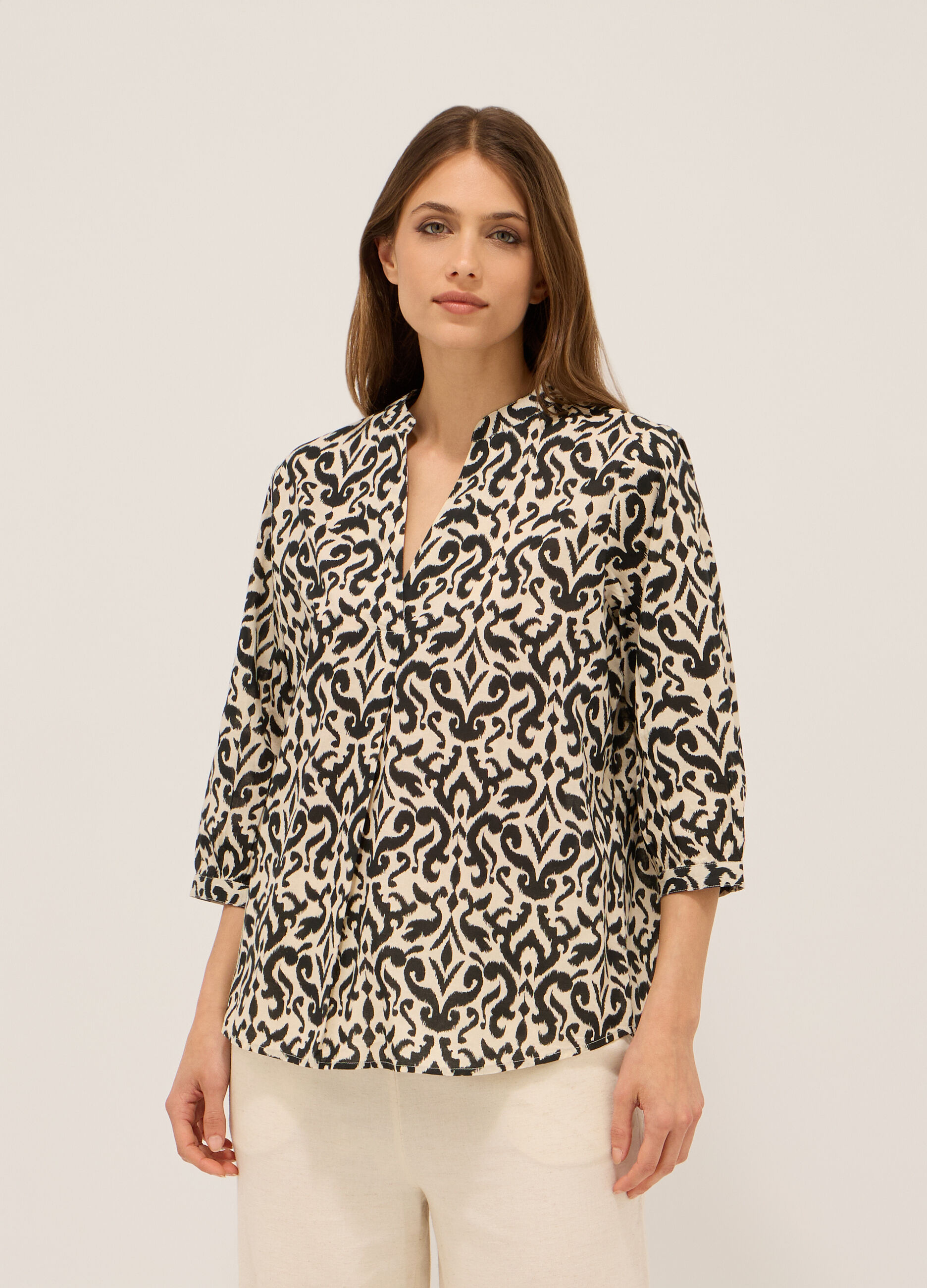 Blusa in puro cotone voile donna_0