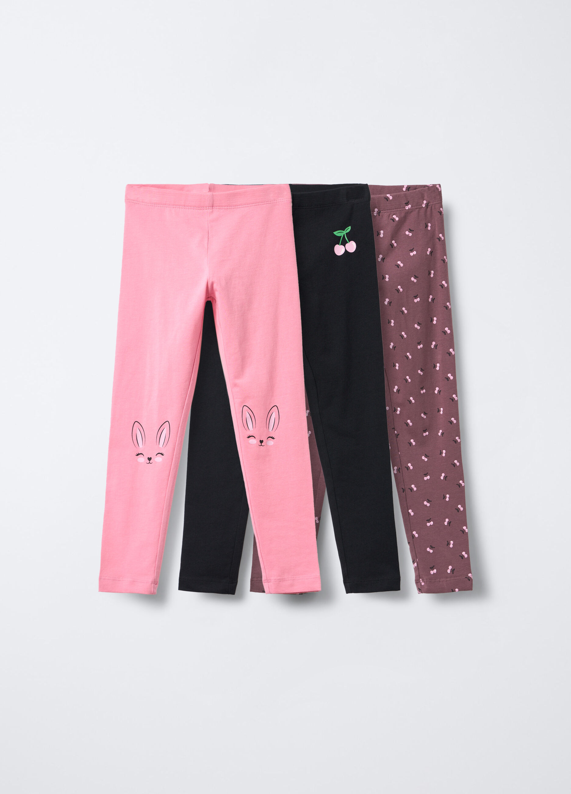 Pack 3 leggings in jersey di cotone stretch Fit Slim bambina_0
