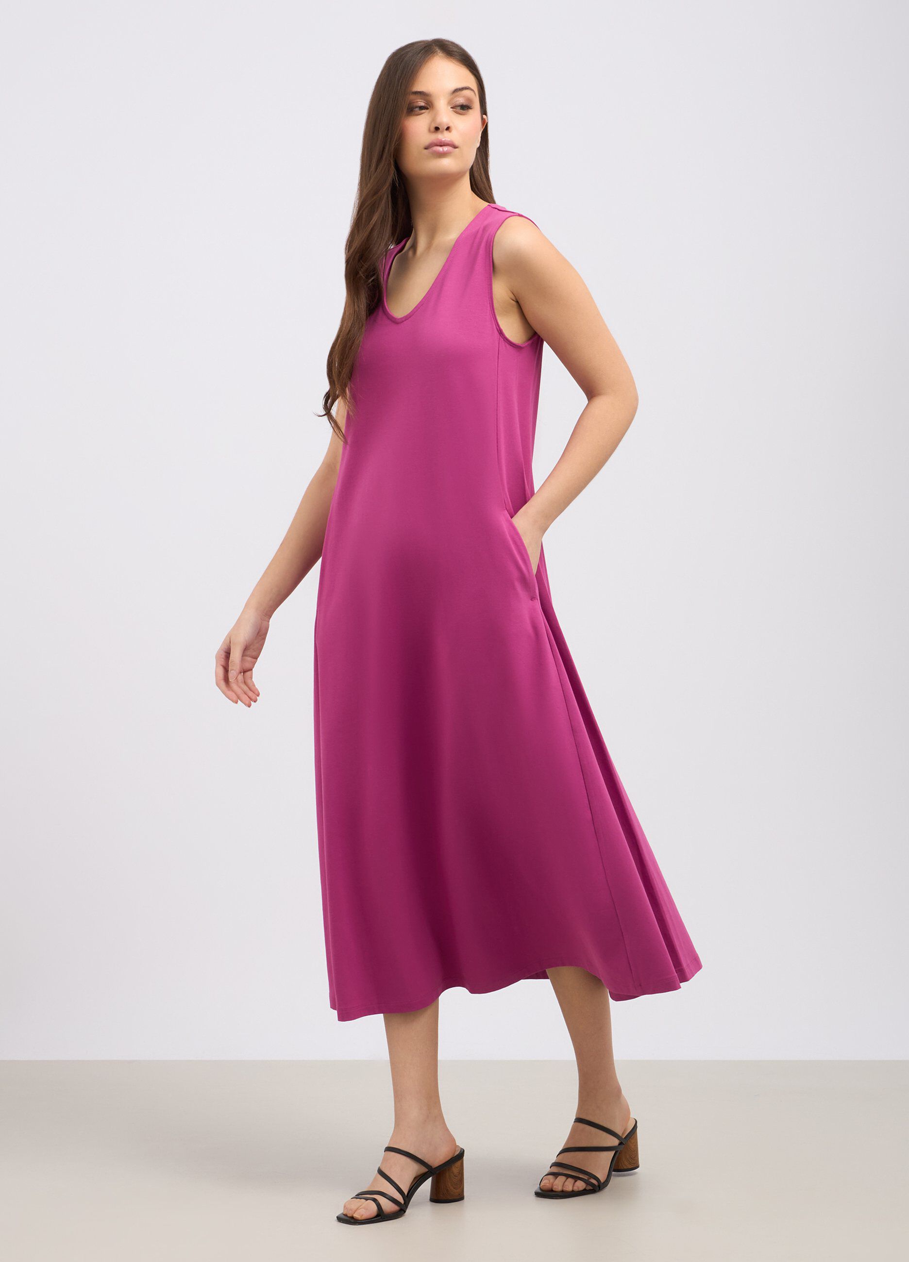 Abito smanicato in cotone stretch donna_0