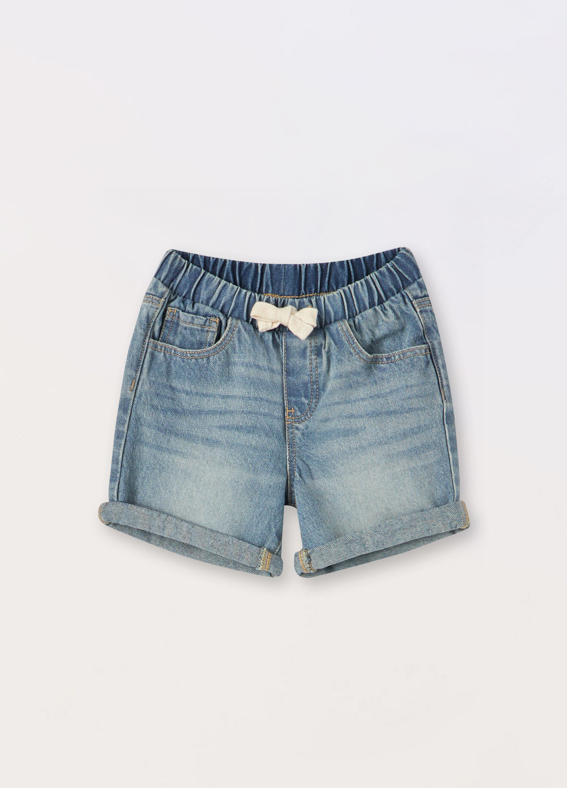 Shorts in denim di puro cotone neonato_0