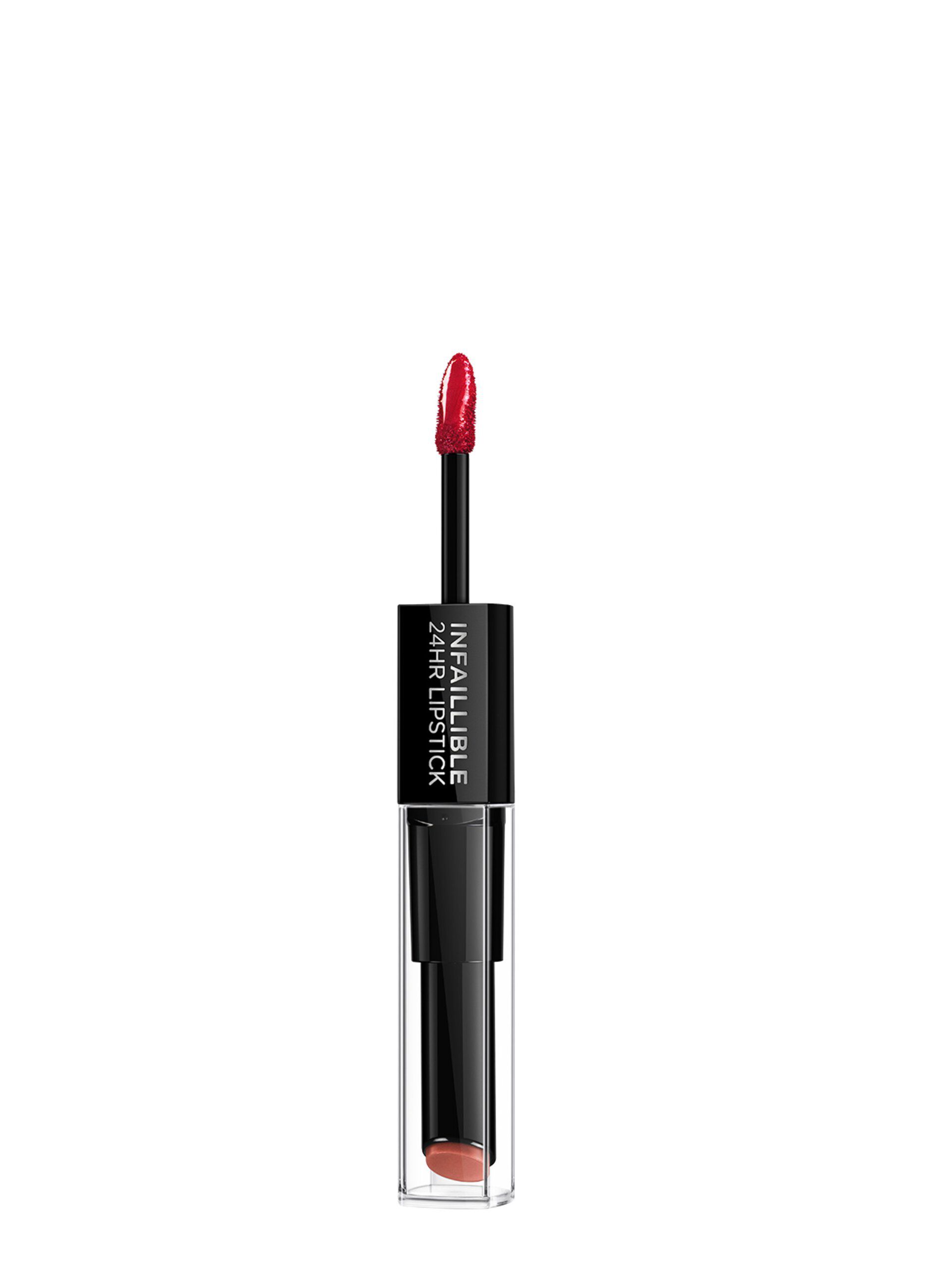L'Oréal Paris Rossetto Balsamo 2in1 Infaillible 2 Step 24H, Rossetto a Lunga Tenuta, Balsamo Idratante, Effetto No Transfer, 506 Red Infaillible.