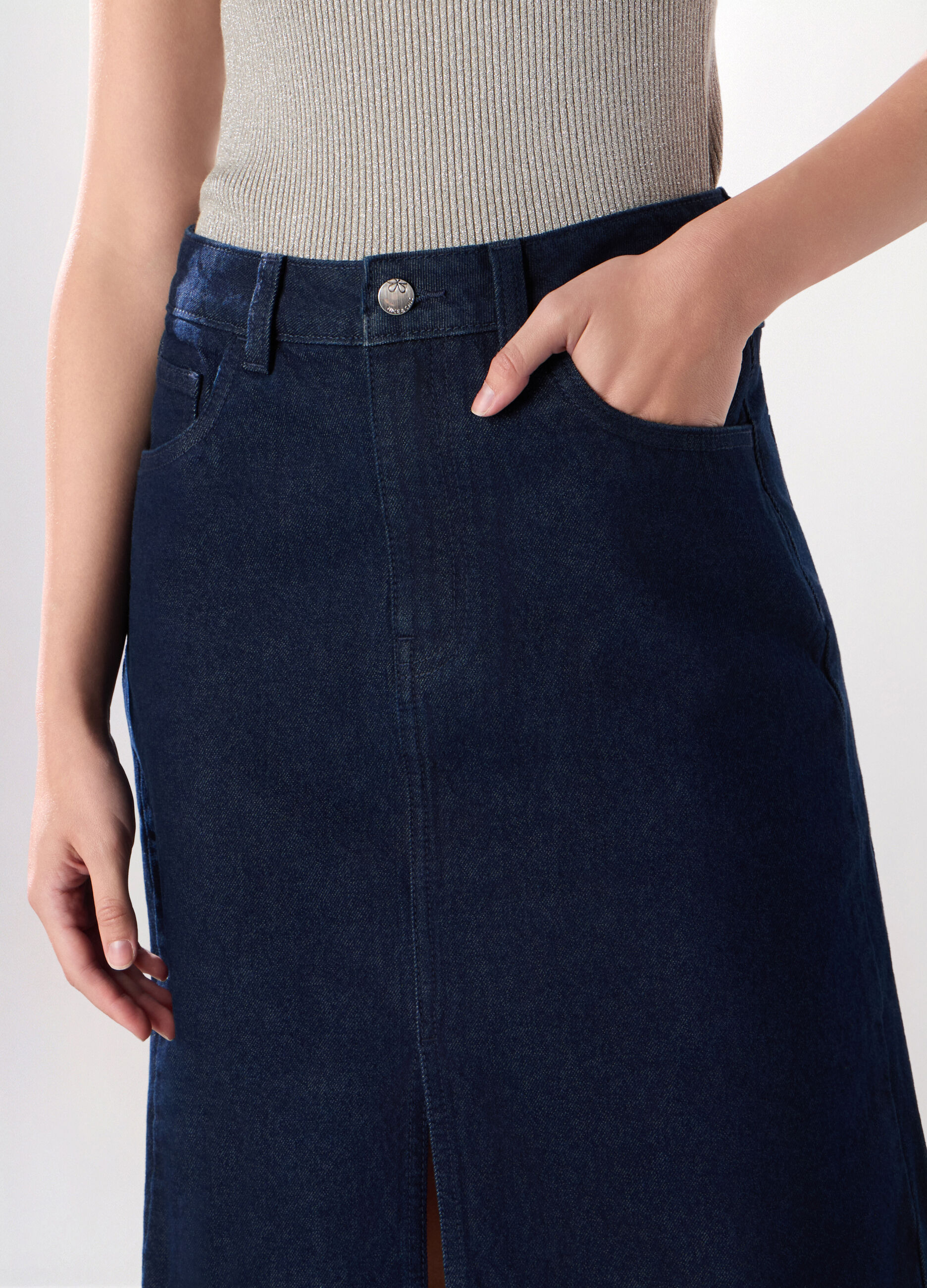 Gonna in denim di puro cotone donna_2