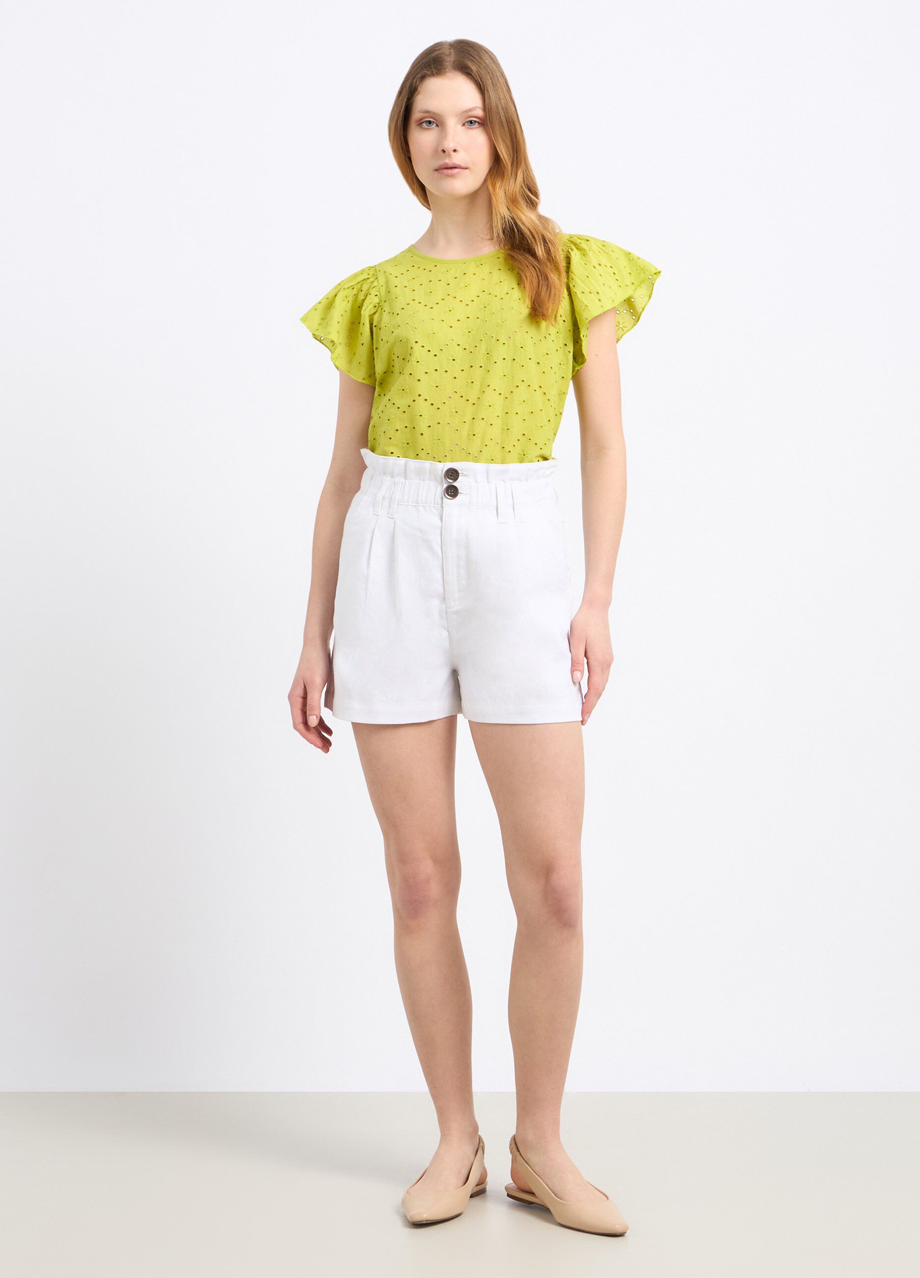 Shorts paperbag in misto lino donna_0
