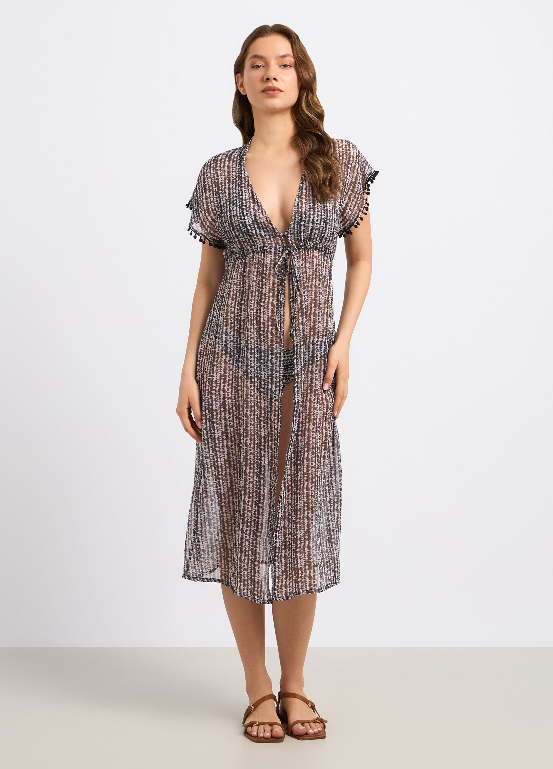 Copri costume lungo in chiffon donna_0