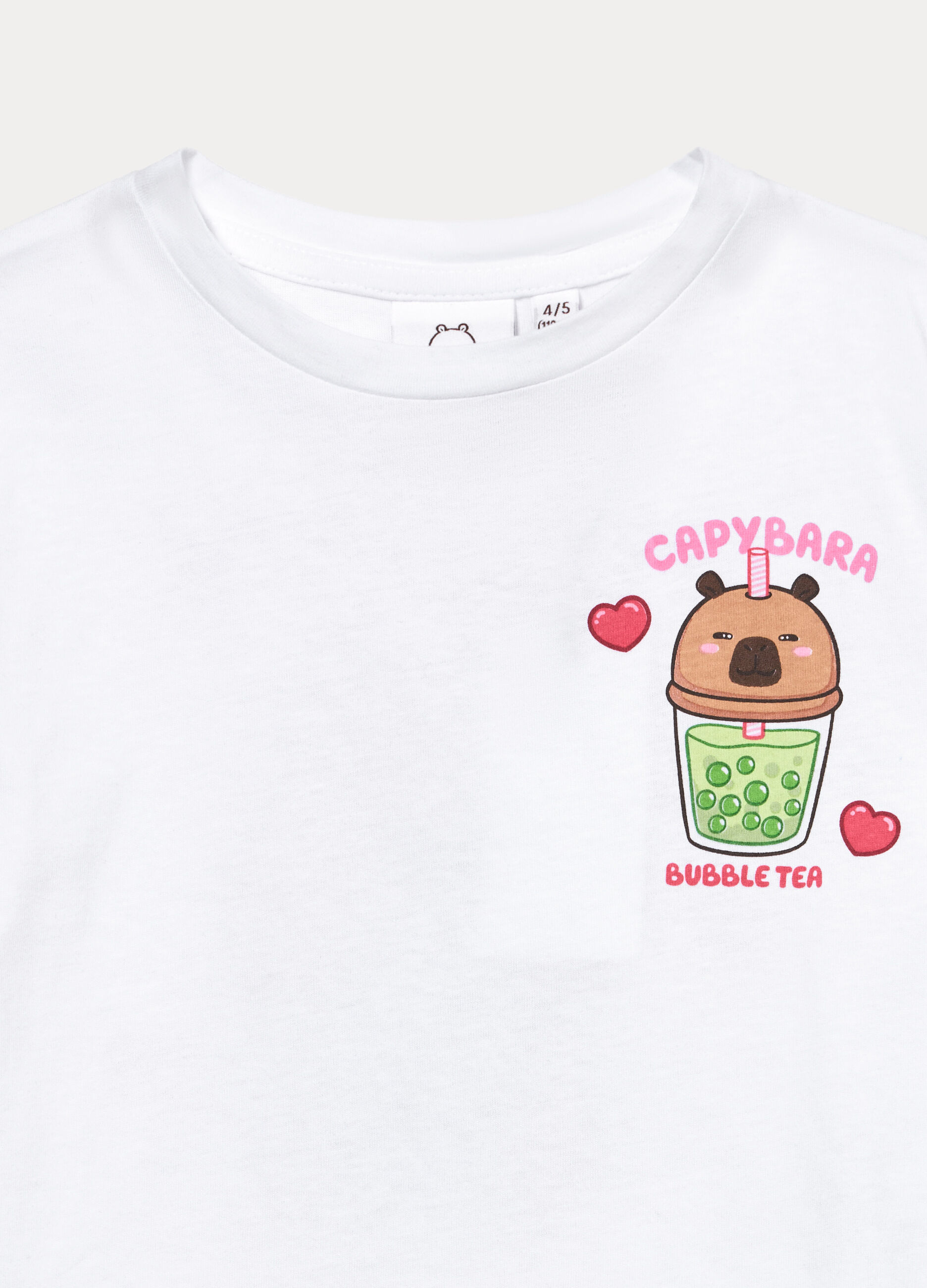 T-shirt girocollo Capybara in jersey di puro cotone bambina_2