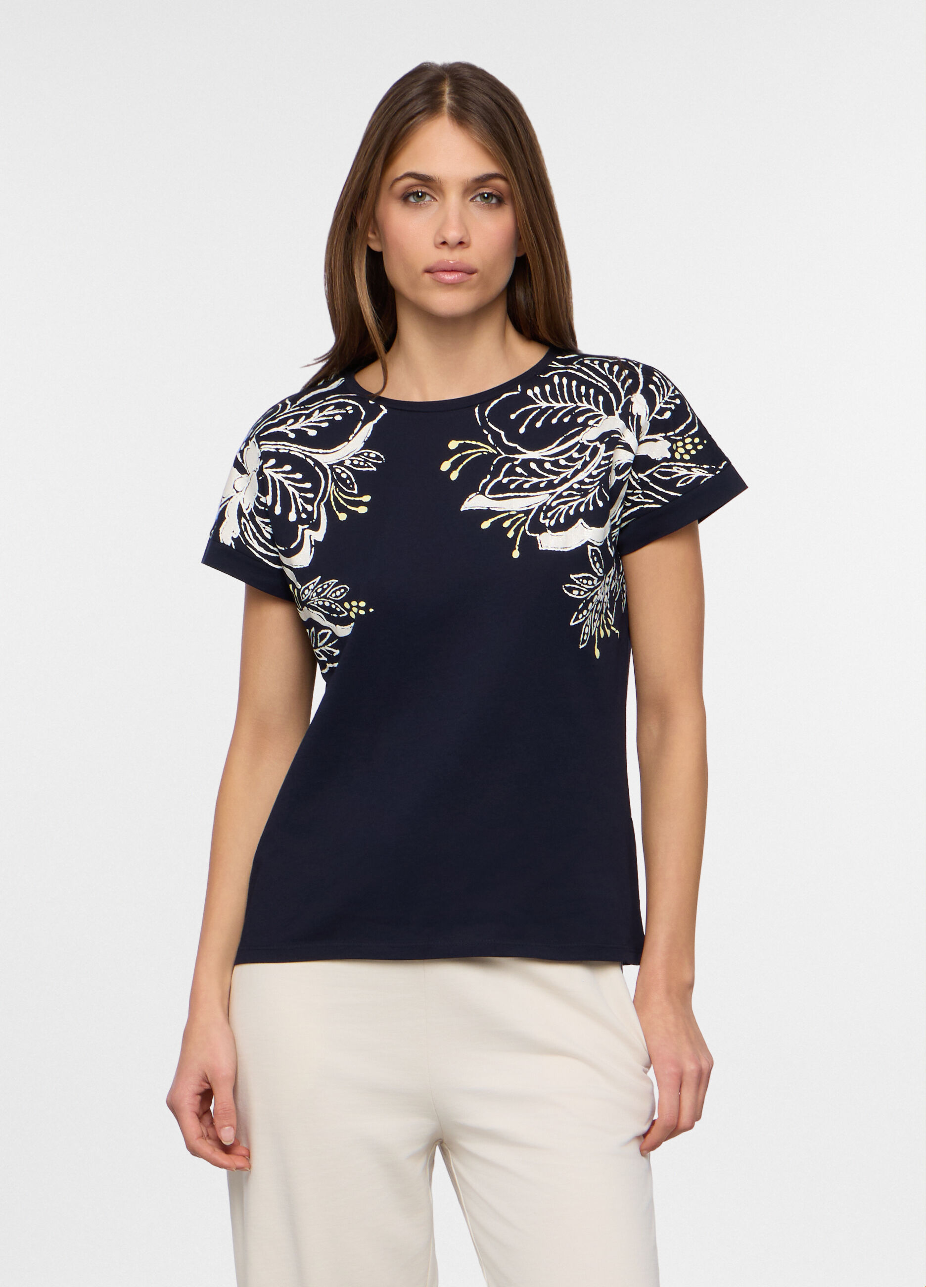 T-shirt girocollo stretch donna_0