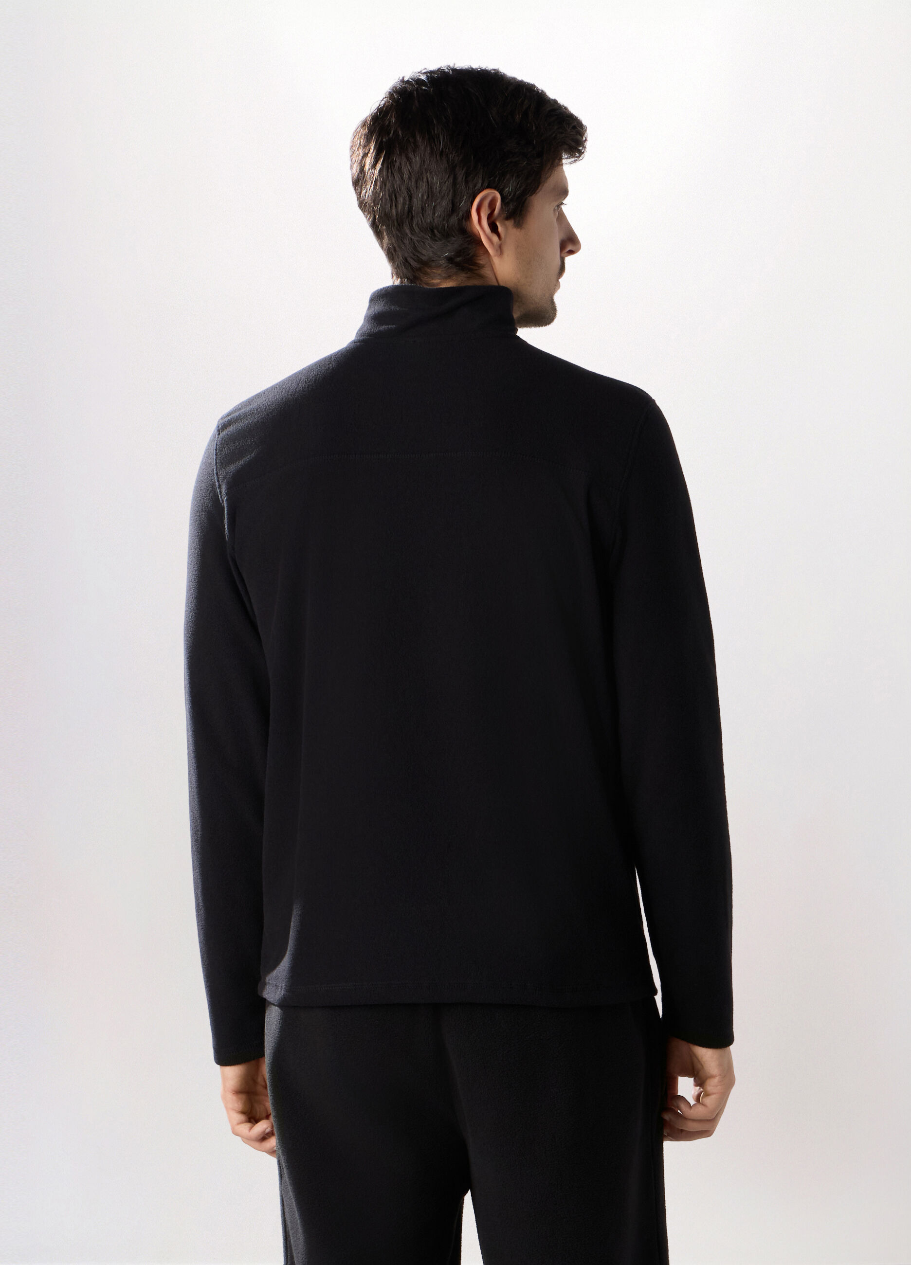 Lupetto con zip in pile uomo_1