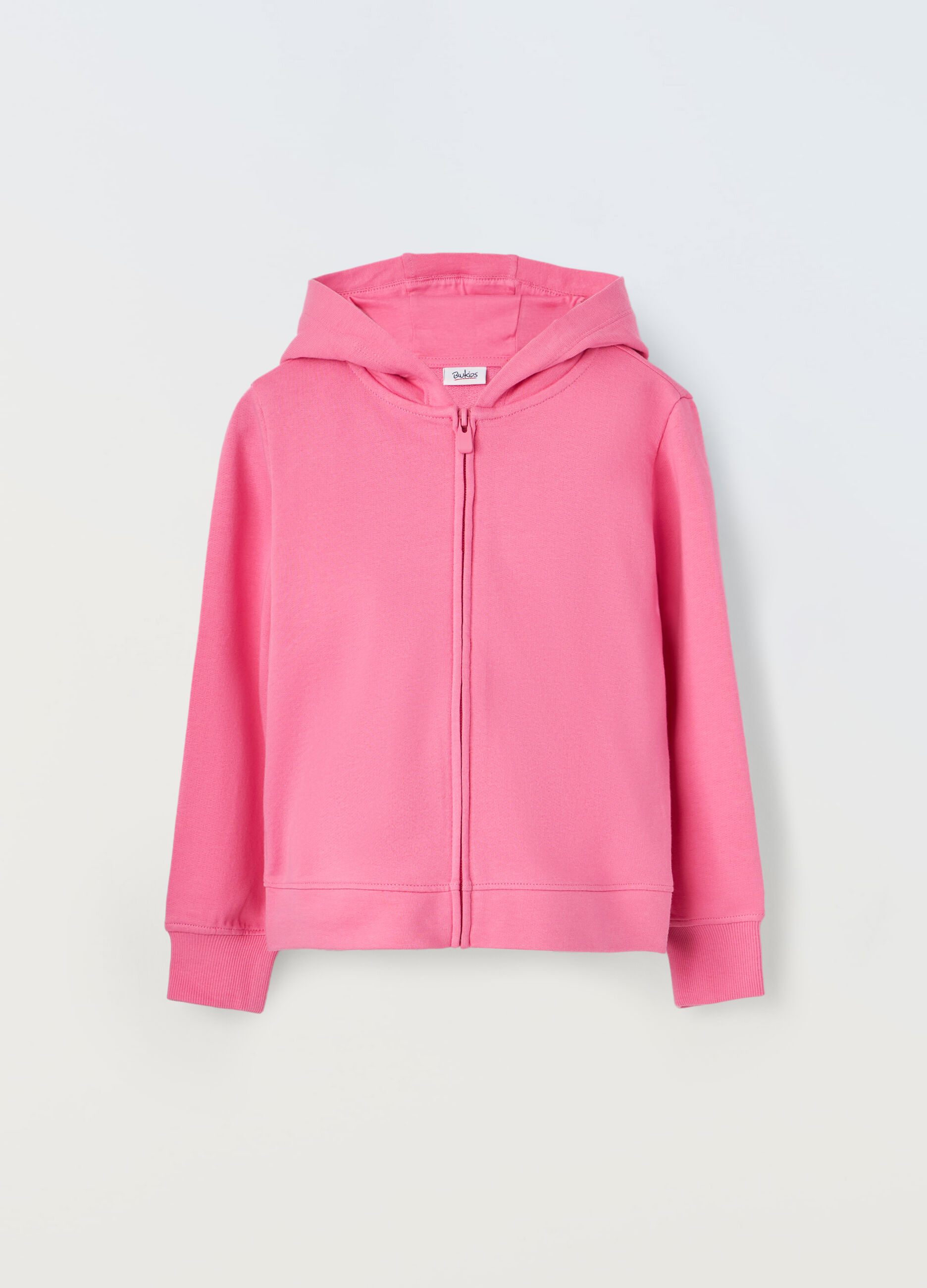 Felpa con zip cappuccio in puro cotone bambina_0