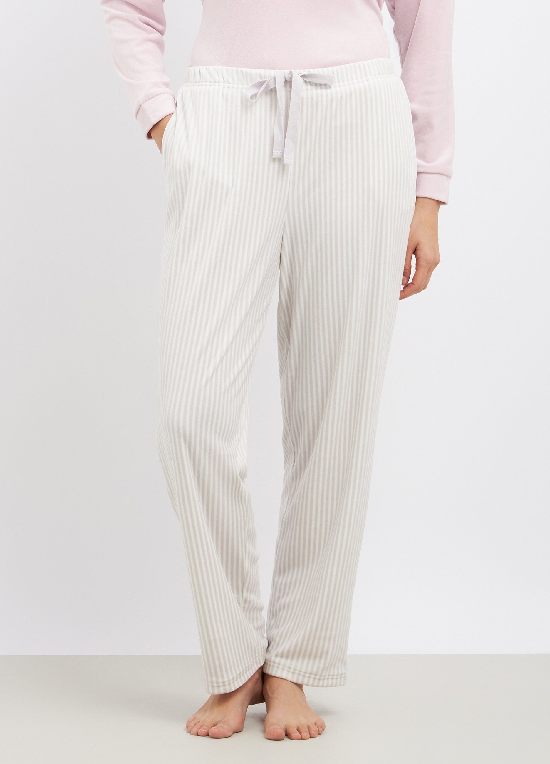 Pantaloni lunghi pigiama in velour stretch donna_0