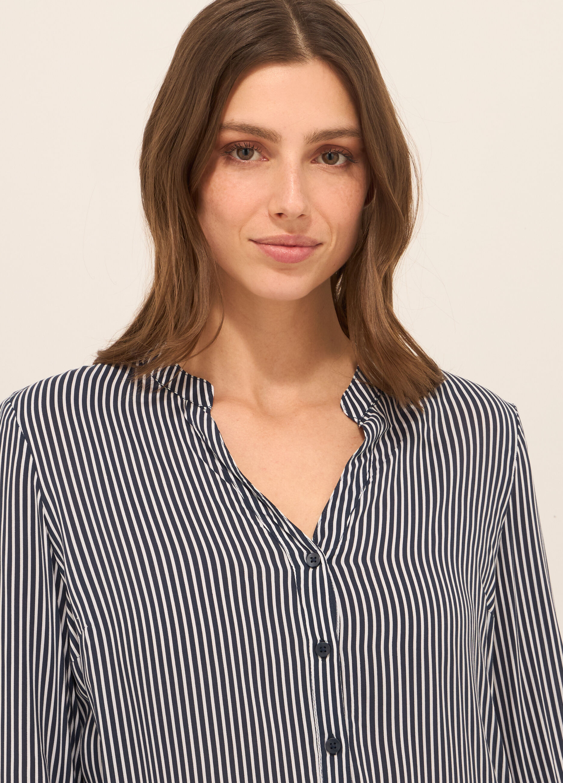 Blusa a righe in pura viscosa donna
