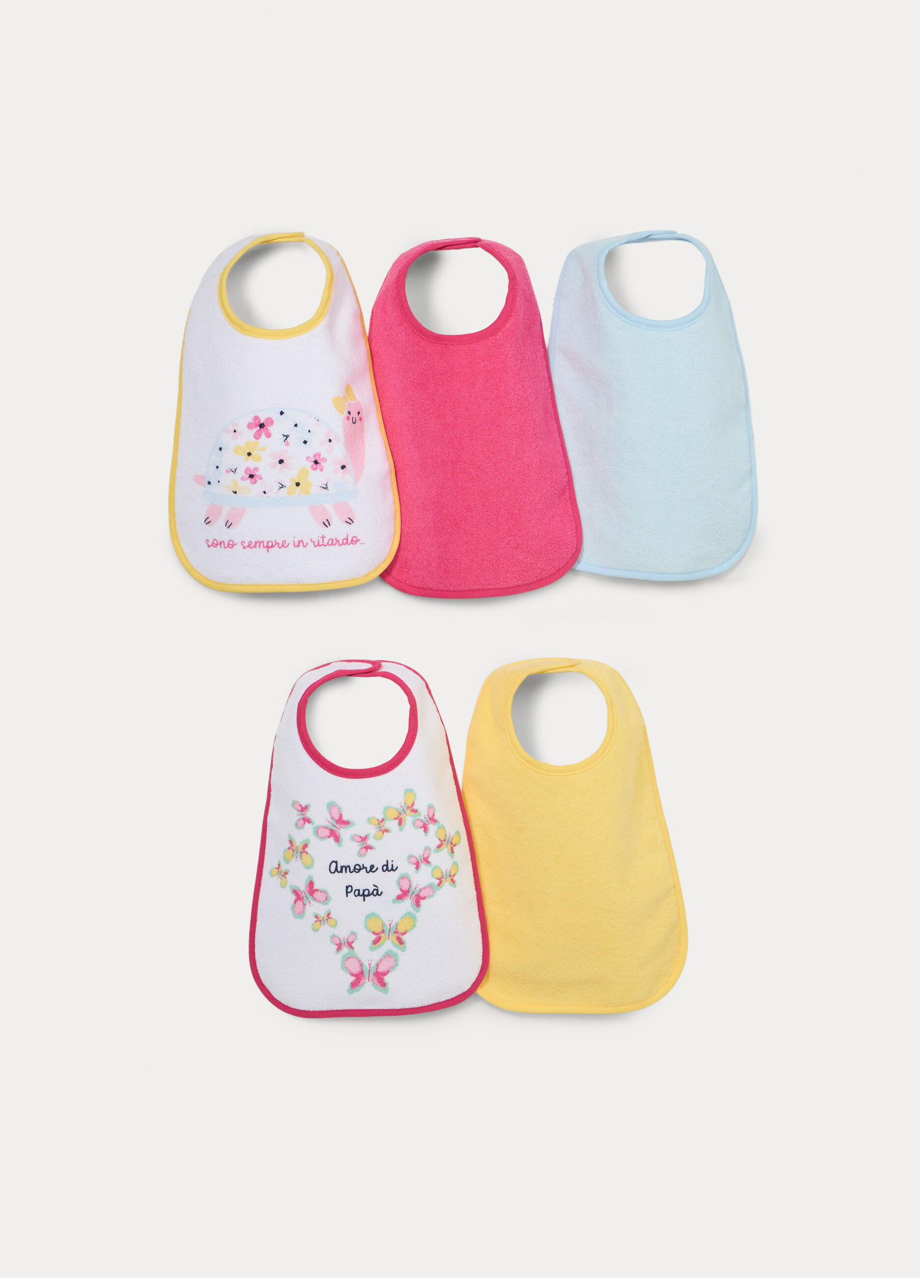 Pack 5 bavaglini in spugna misto cotone neonata_0