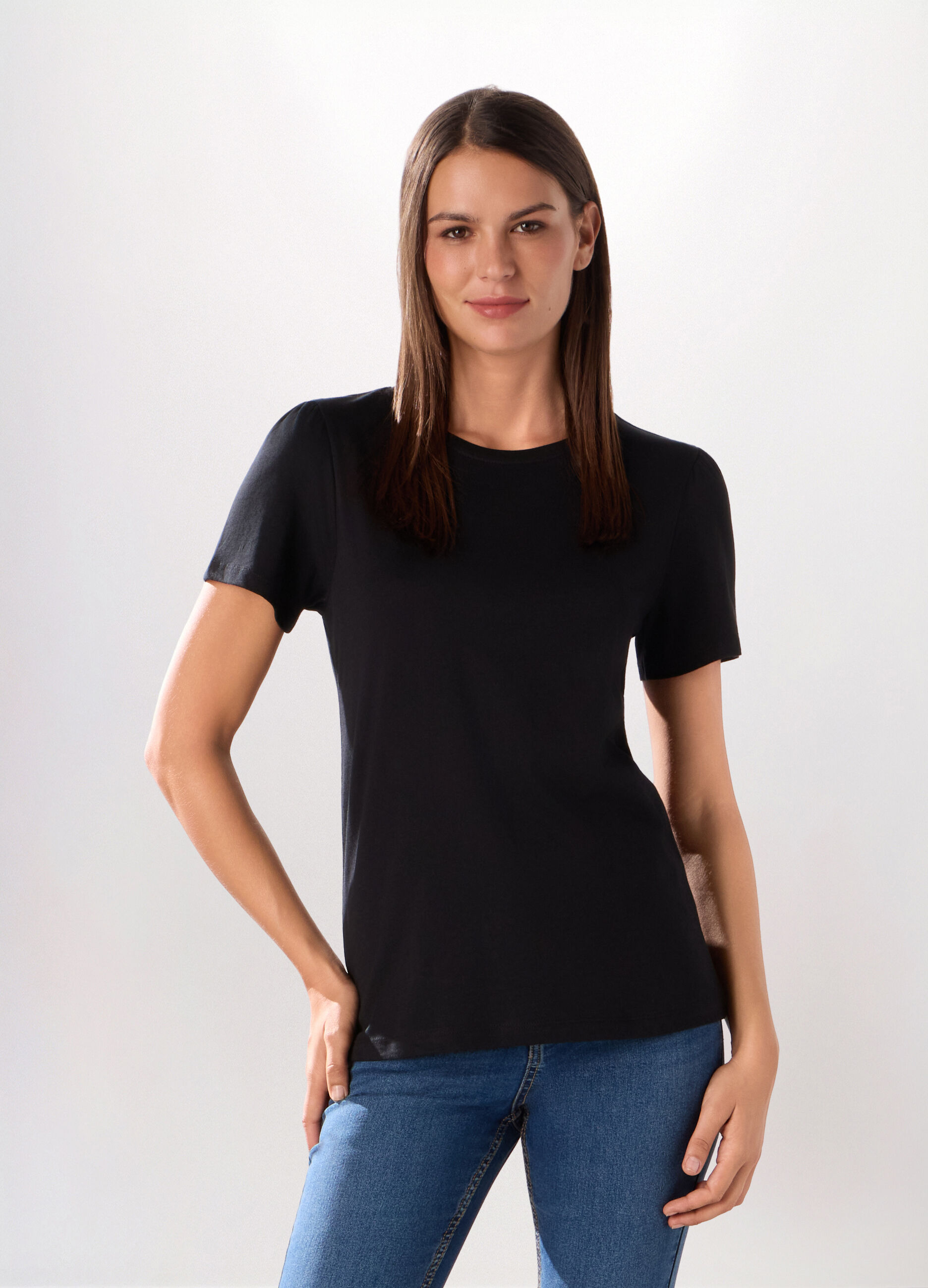 T-shirt in jersey di puro cotone donna_0