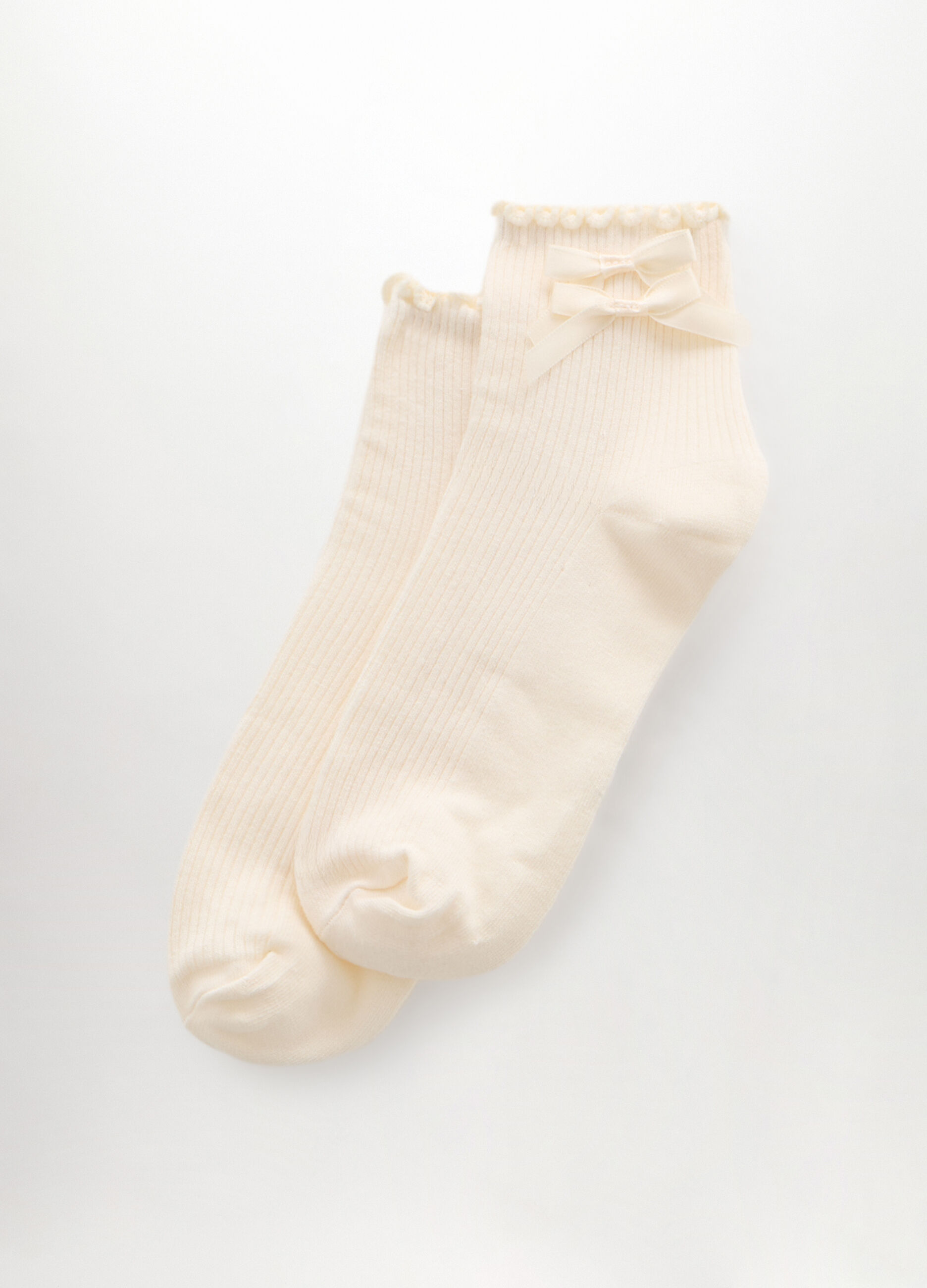 Calze corte misto cotone con fiocchi donna_0