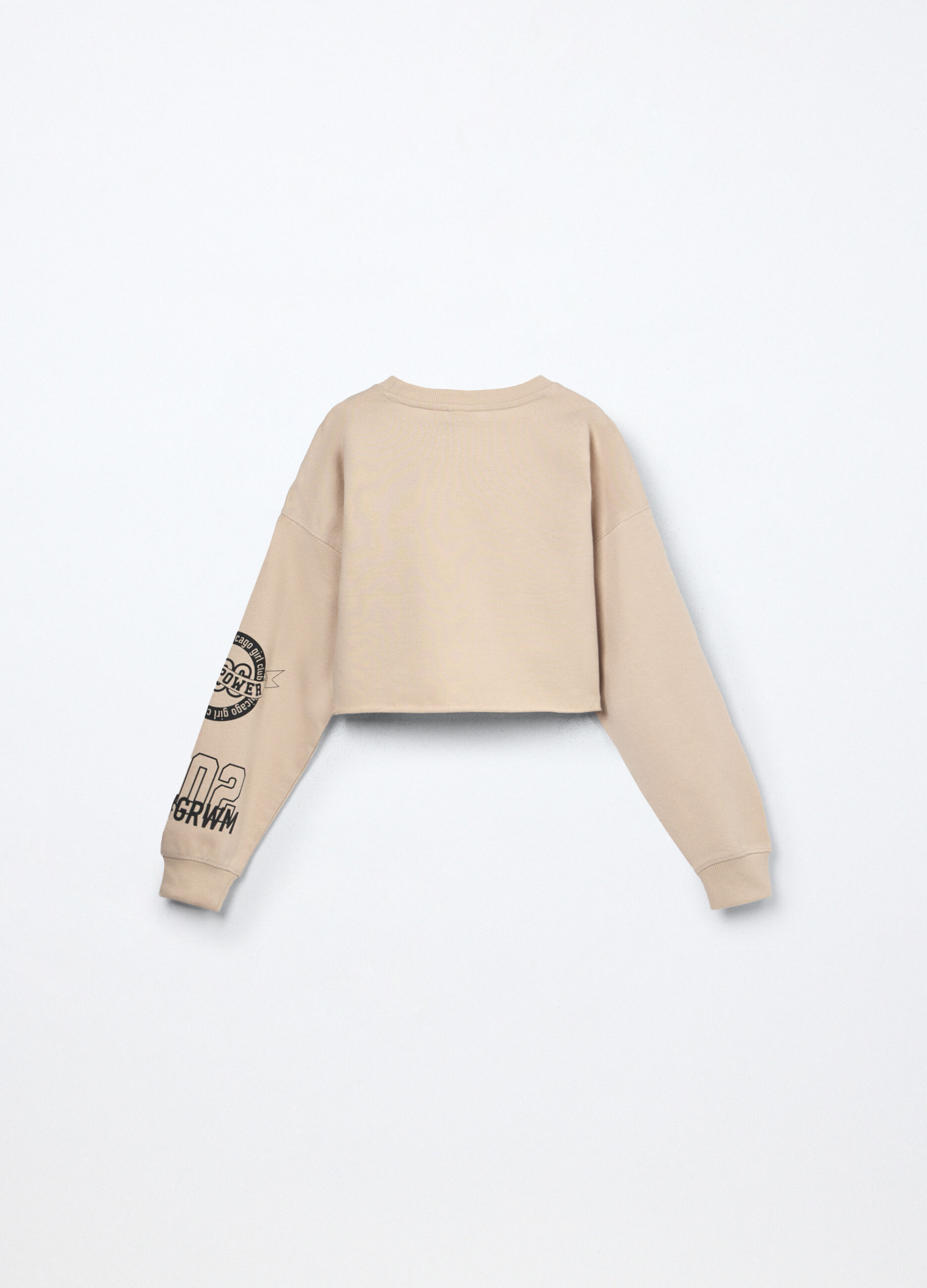 Felpa cropped in french terry di puro cotone ragazza_1