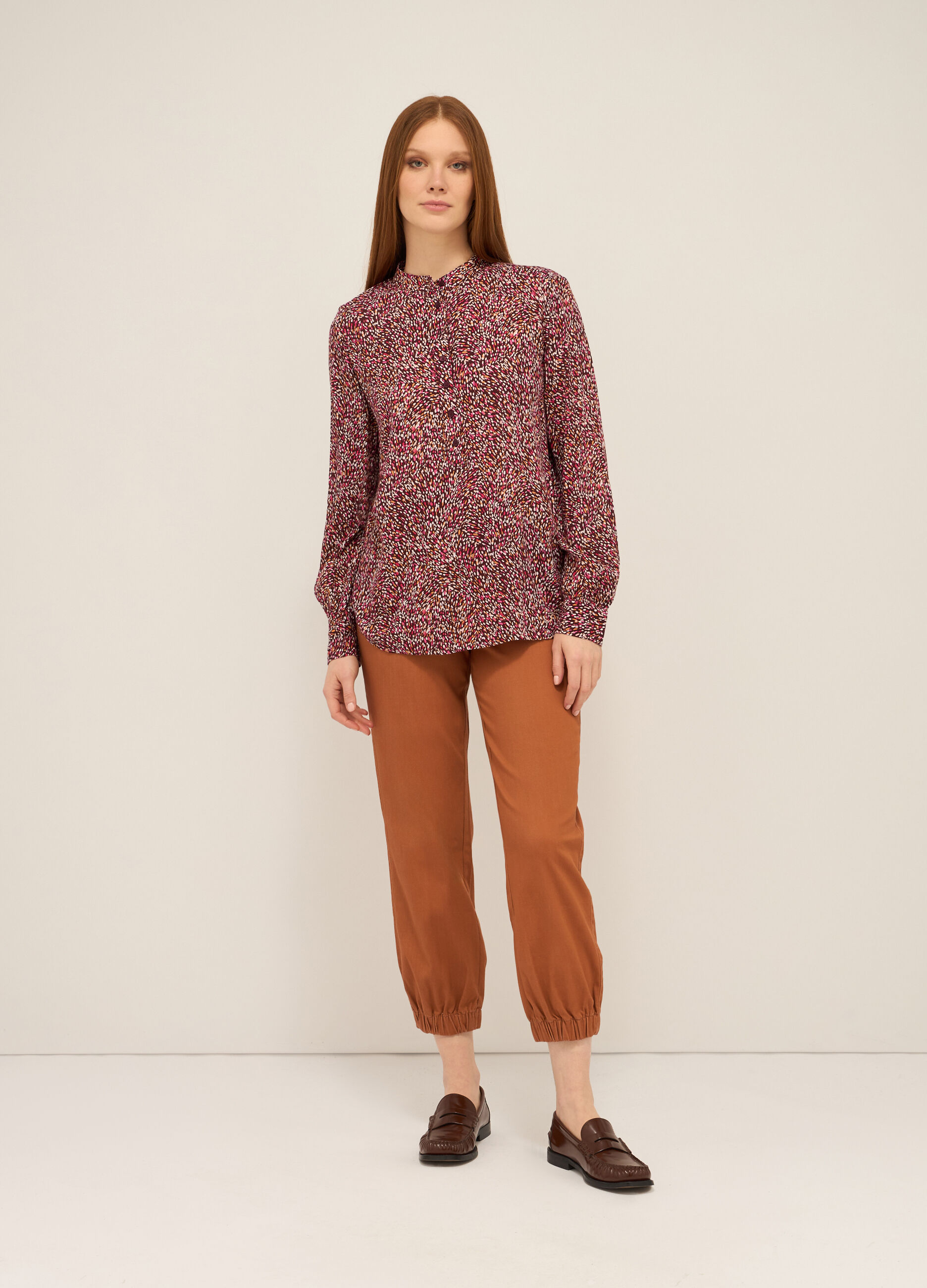 Pantaloni in misto cotone stretch donna_0
