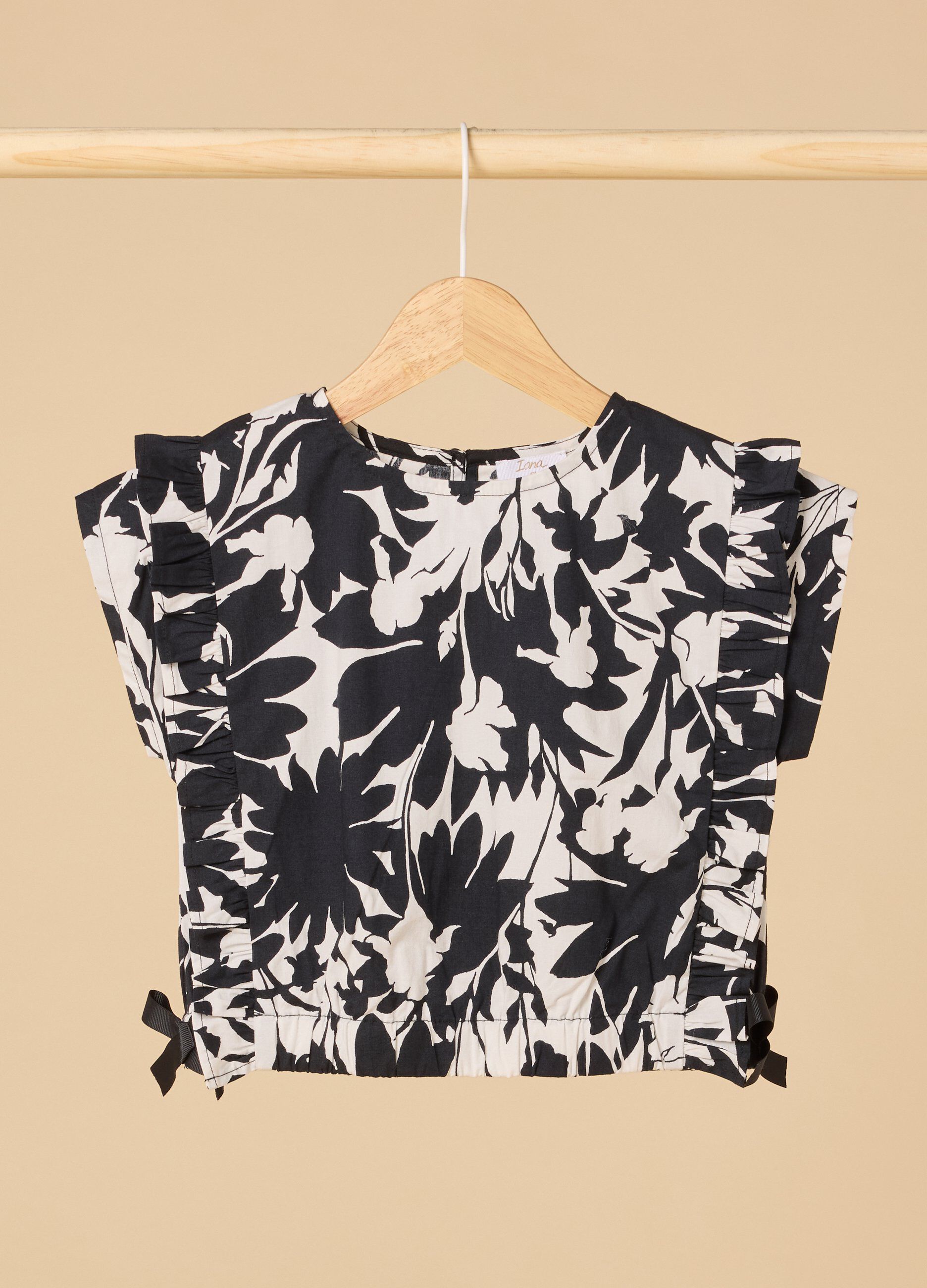 Blusa IANA in cotone stretch con stampa e rouches bambina_0