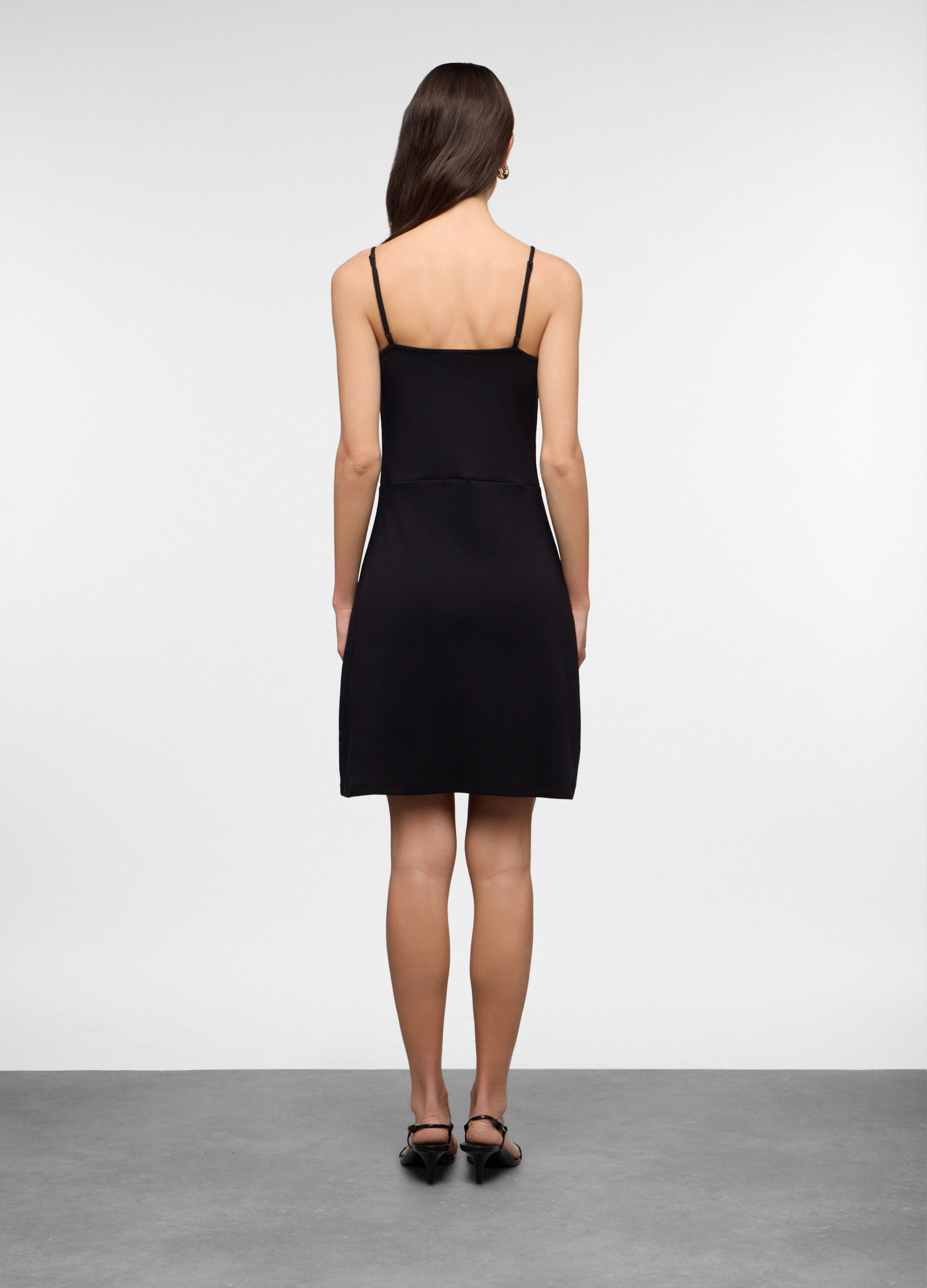 Abito corto in costina di cotone stretch donna