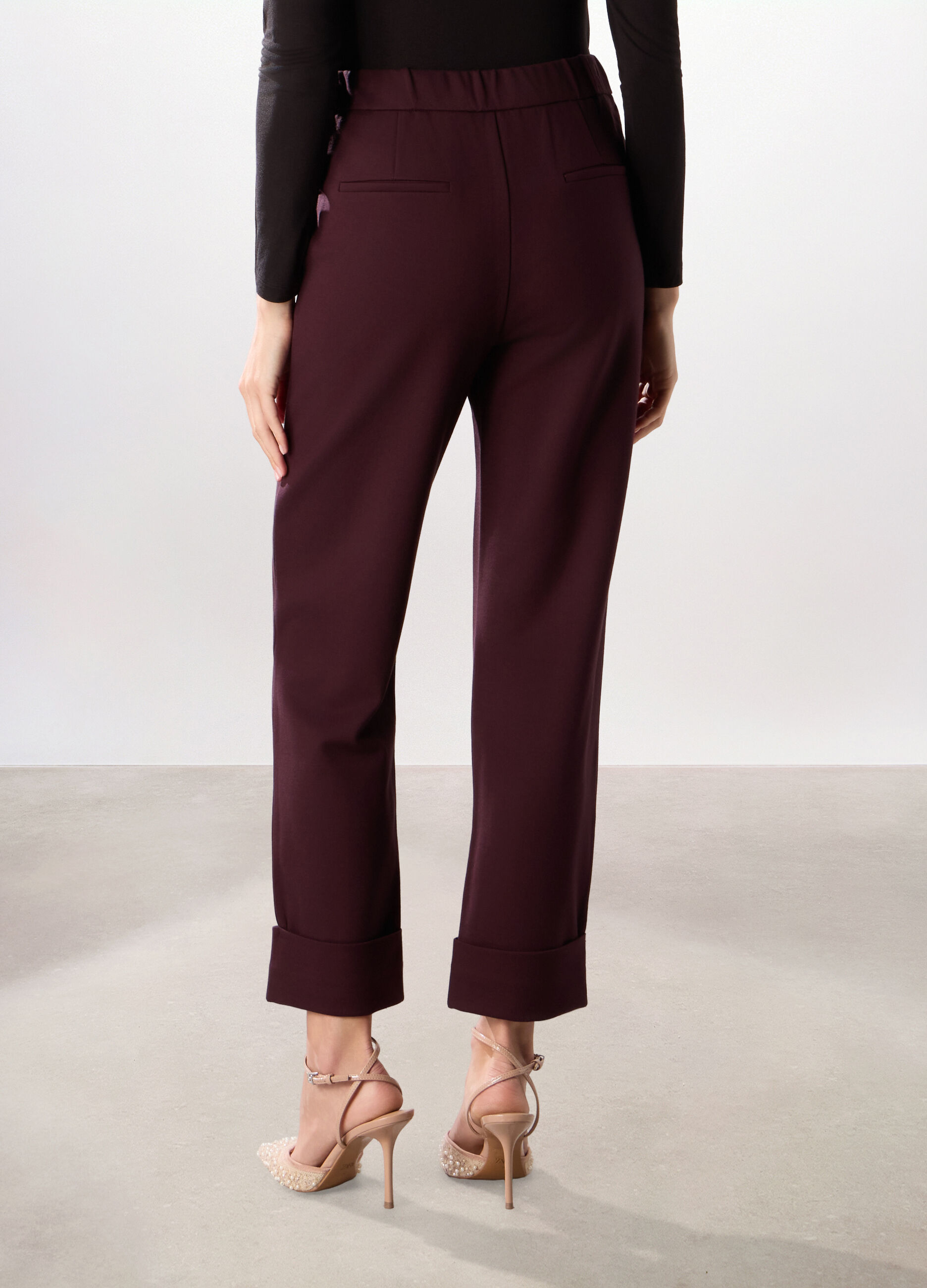Pantaloni in punto Milano di misto viscosa stretch donna_1