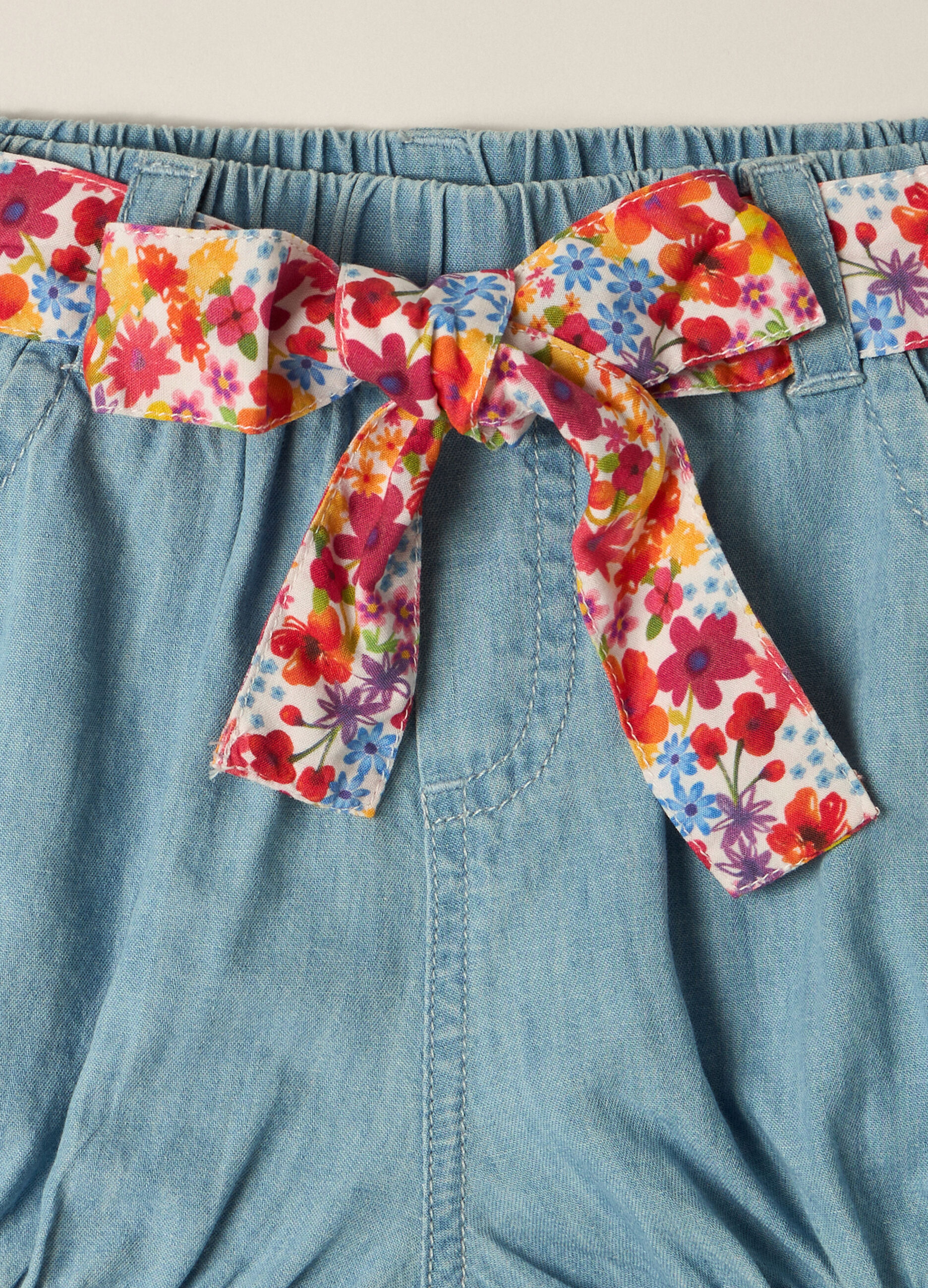 Shorts IANA in chambray di puro cotone neonata_1