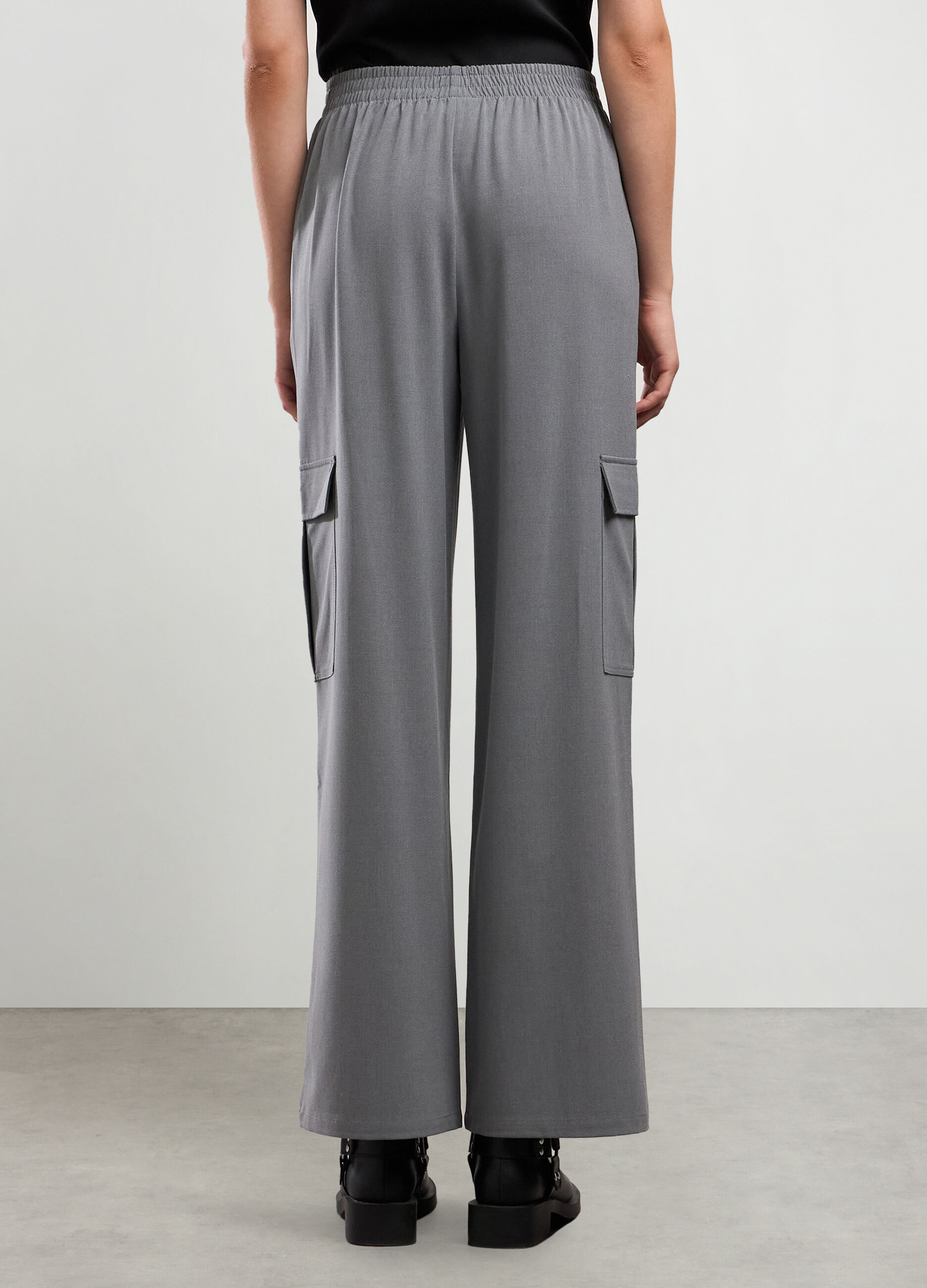 Pantalone misto viscosa con tasche donna_1