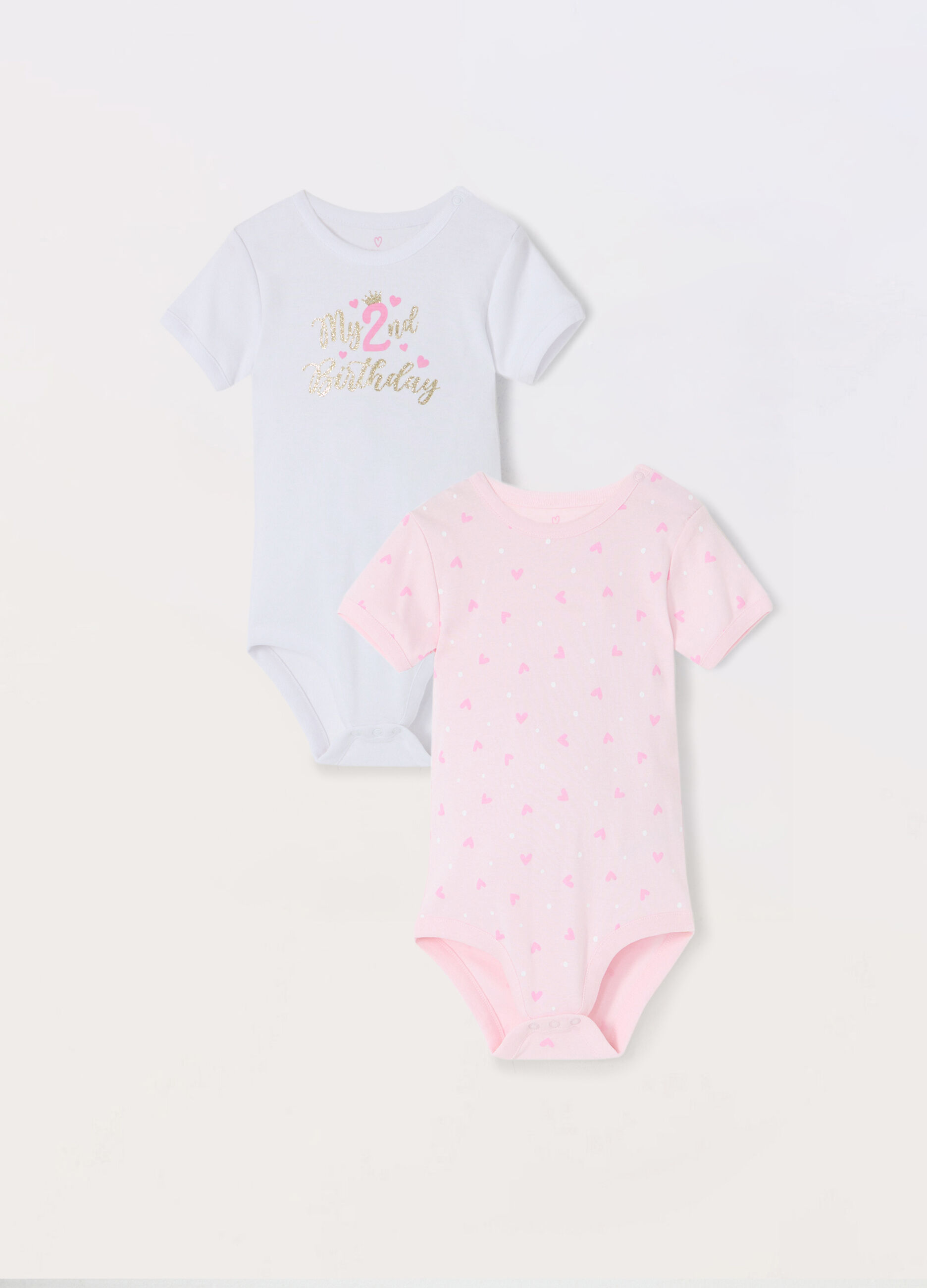 Pack 2 body compleanno in jersey di puro cotone neonata_0