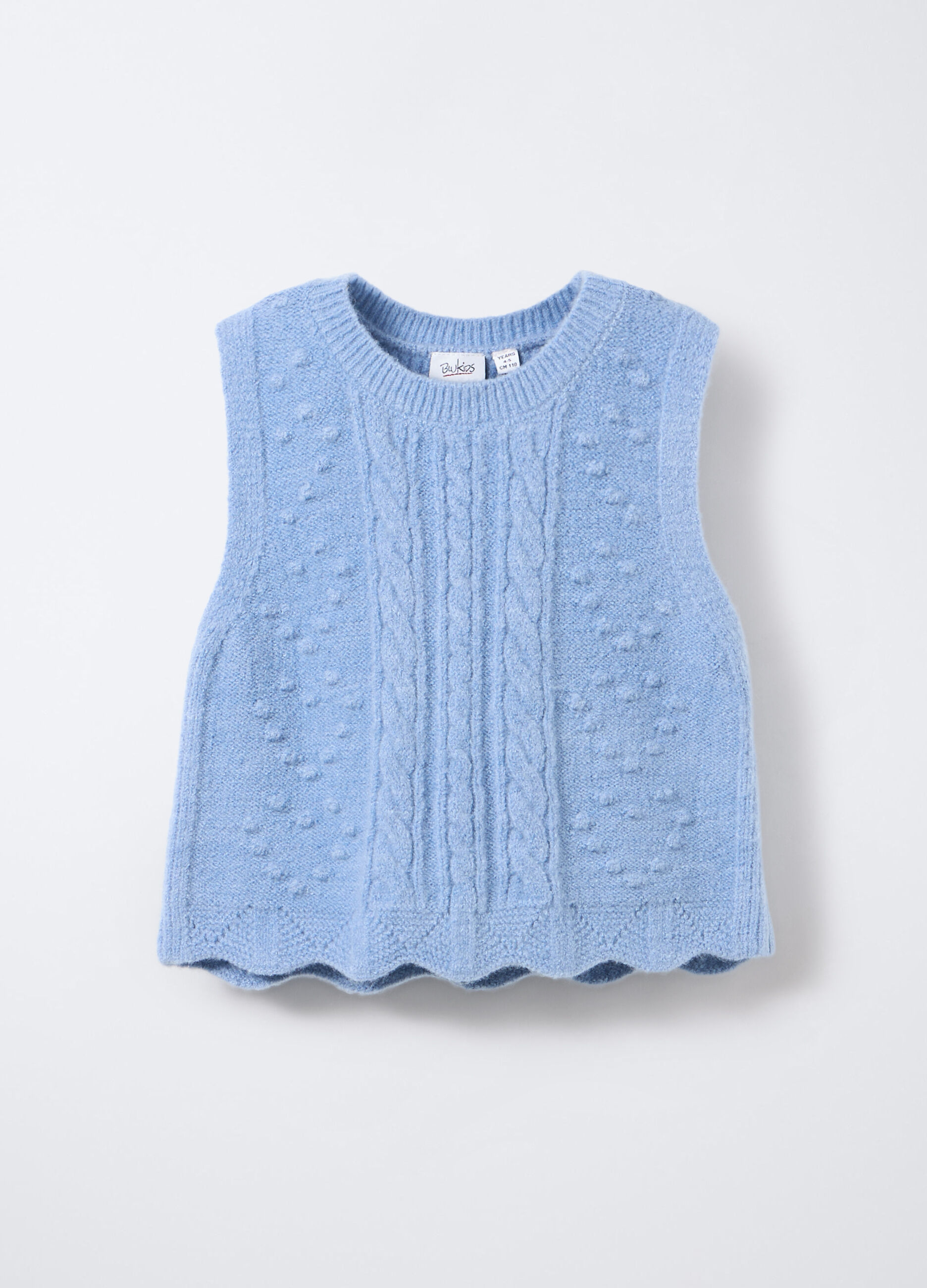 Gilet girocollo stretch a treccia bambina_0