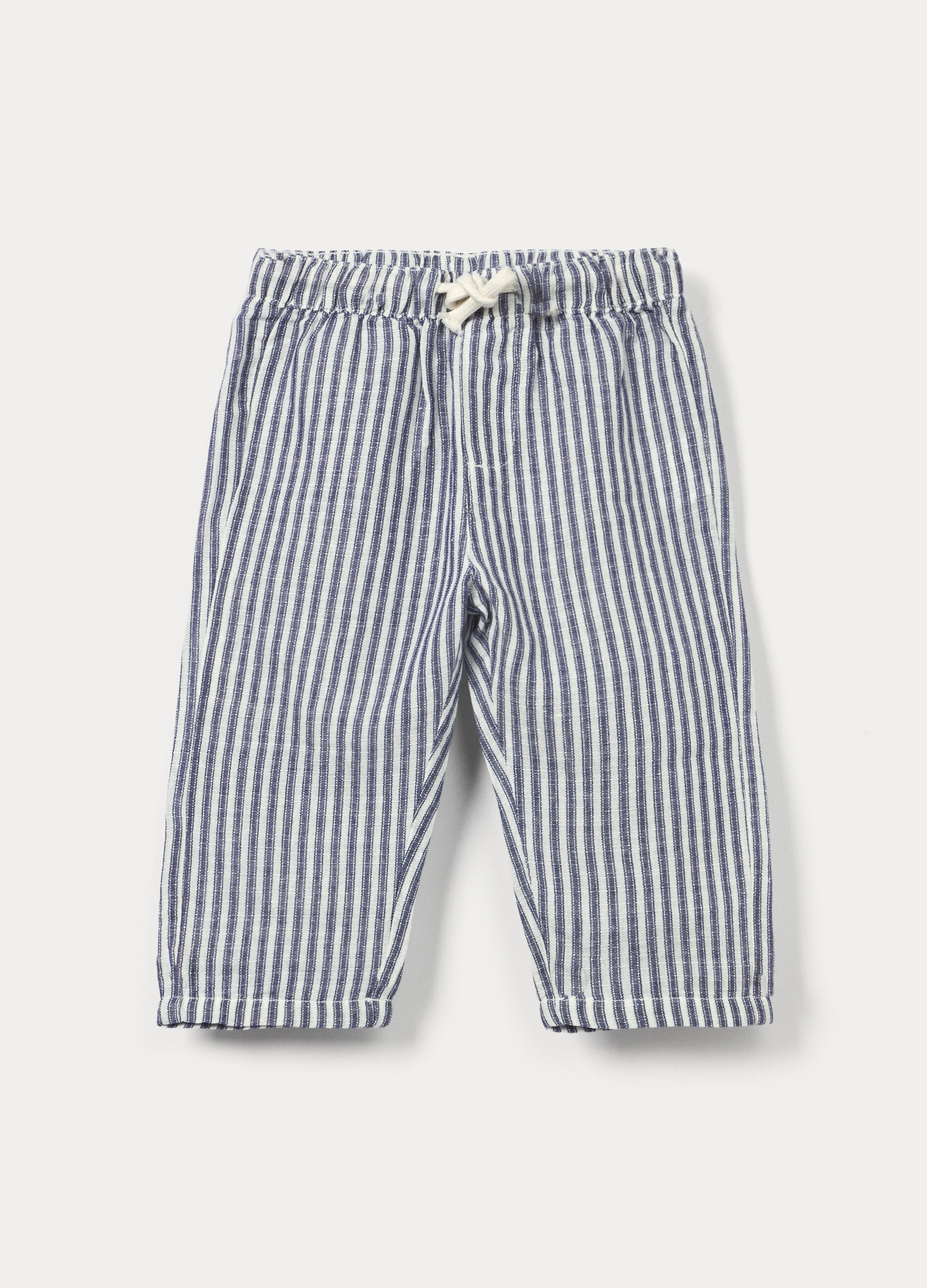Pantaloni a righe misto lino bimbo_0