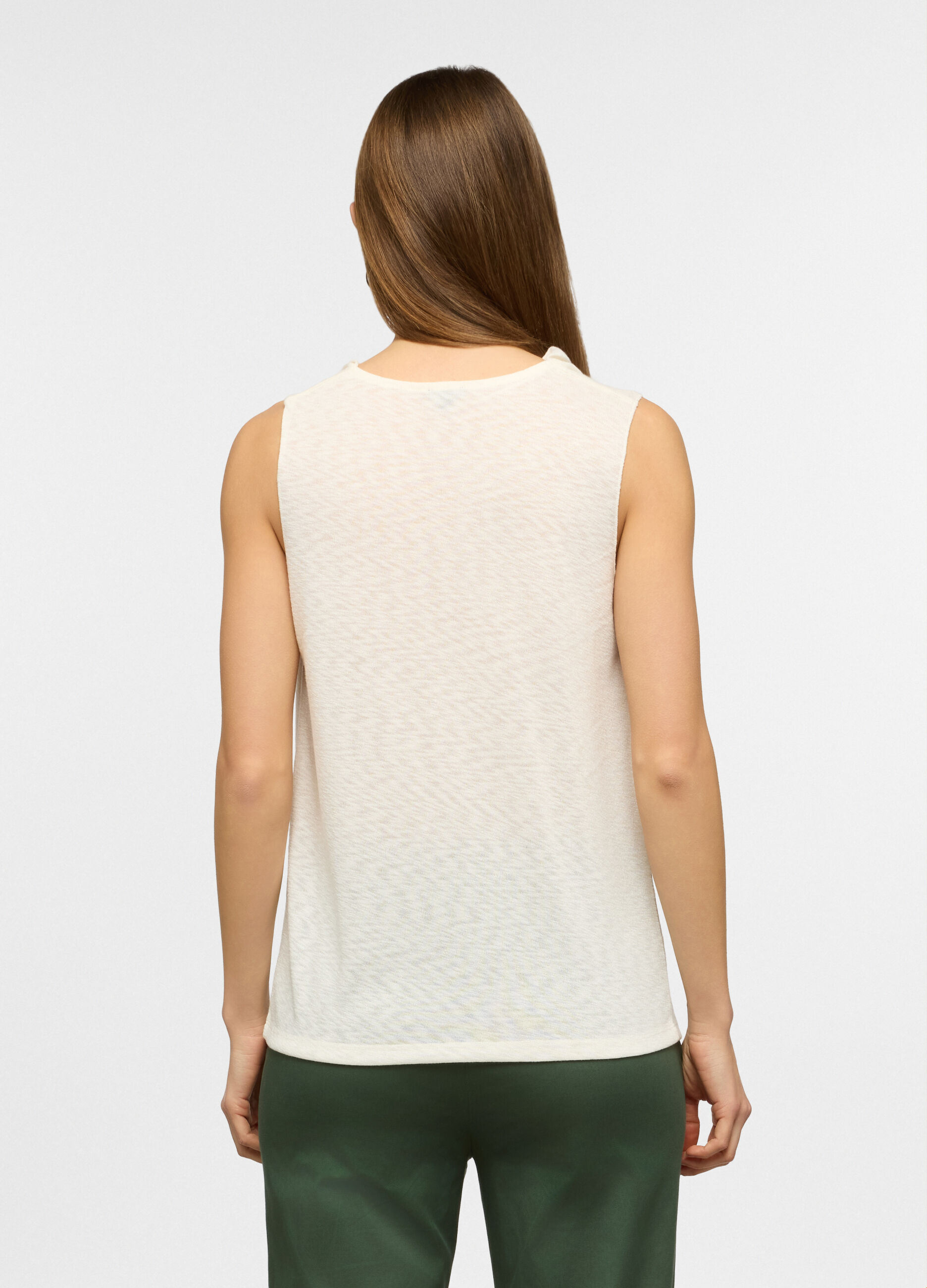 Canotta fitted con collo arricciato donna_1
