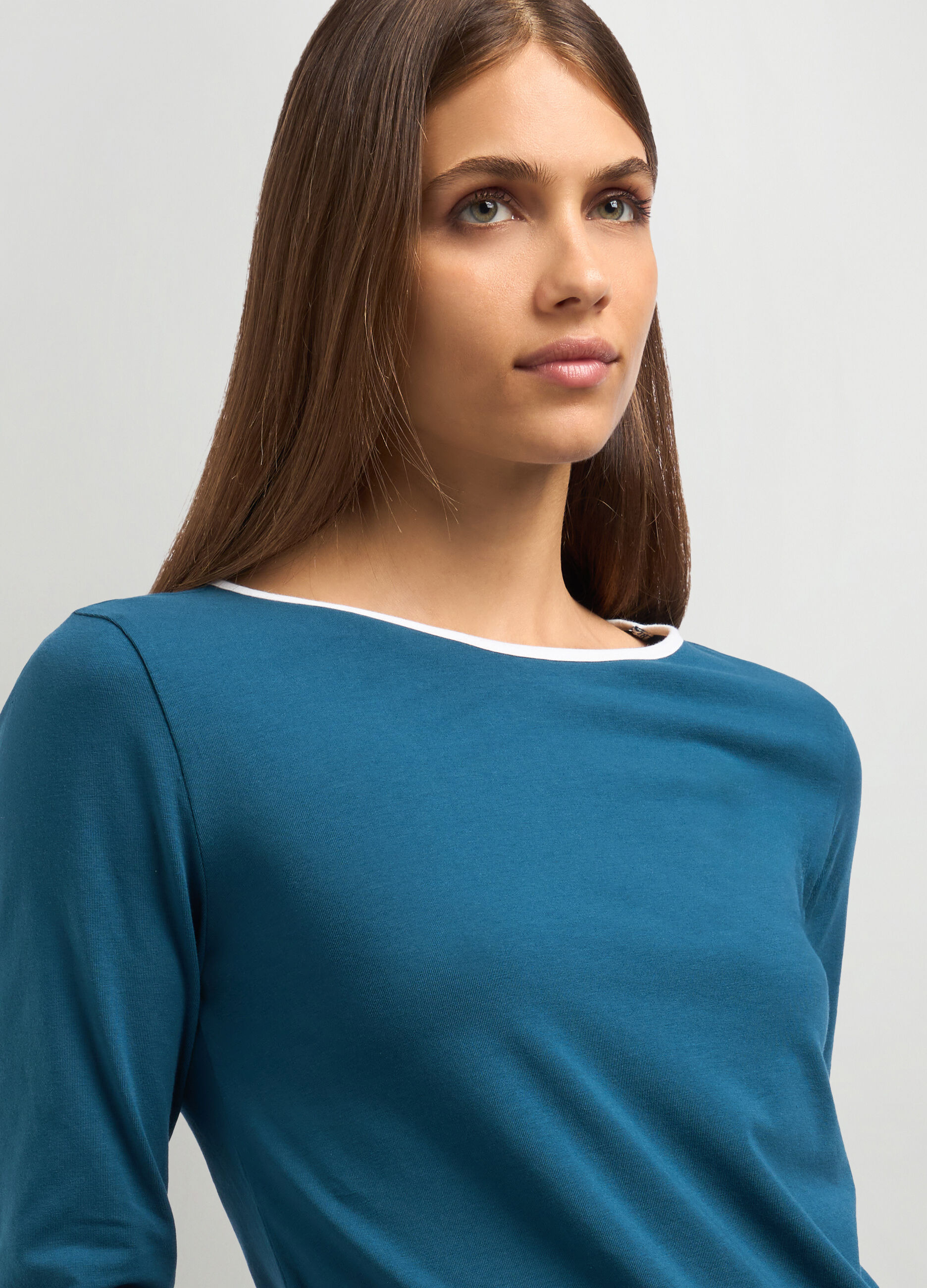 T-shirt in jersey di cotone stretch donna_2