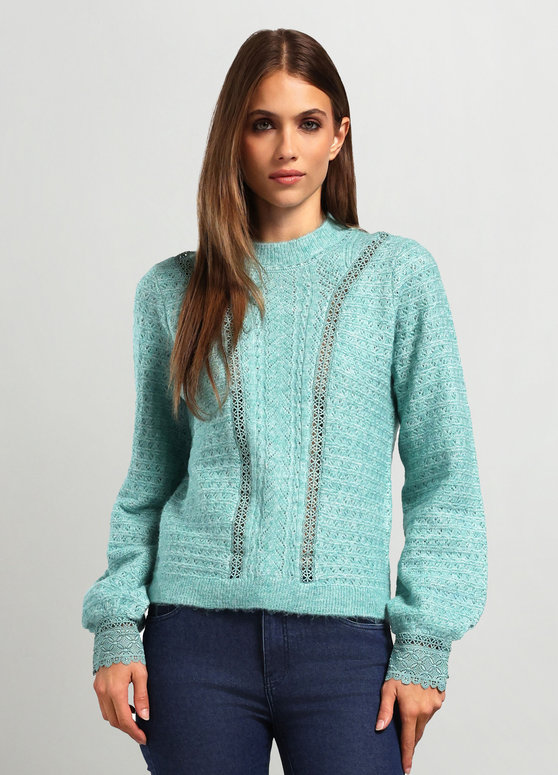Girocollo tricot con inserti donna_0