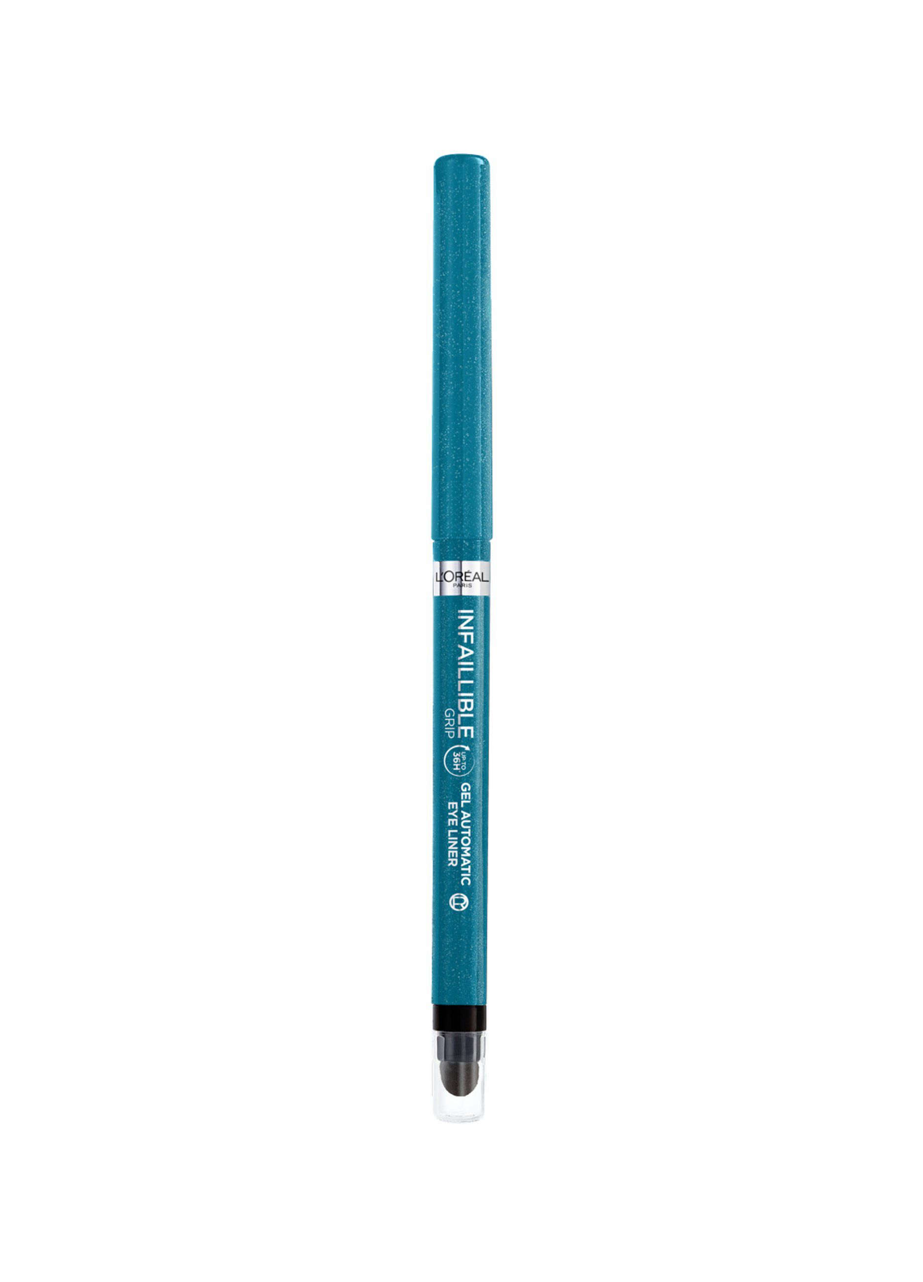L'Oréal Paris Matita Automatica in Gel Infaillible 36H Grip Liner, Tratto Sfumabile a Lunga Tenuta, Waterproof, Formula in Gel, Tonalità: 07 Turquoise Faux Fur.