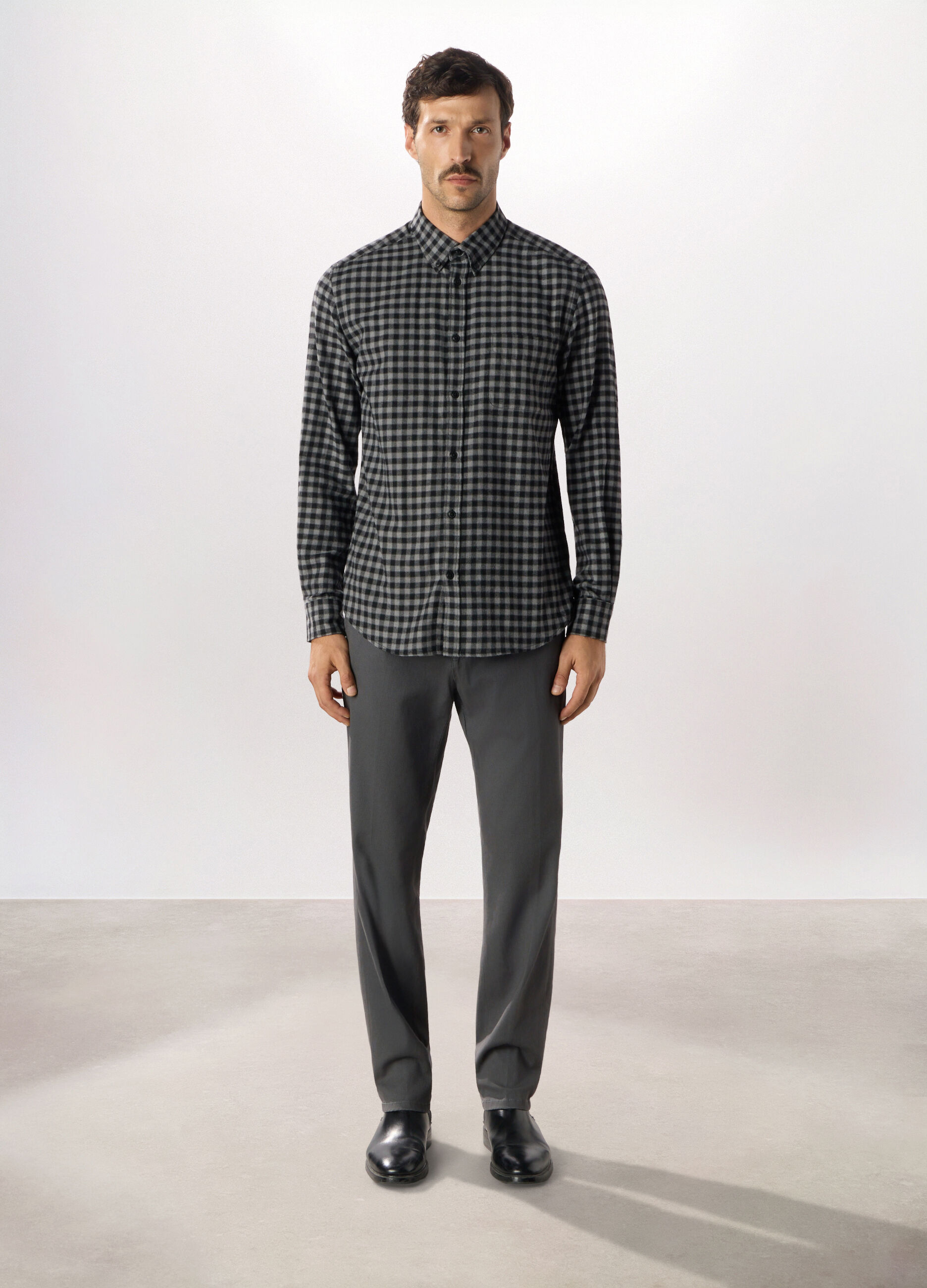 Pantalone chino con micro motivo in misto cotone uomo_0