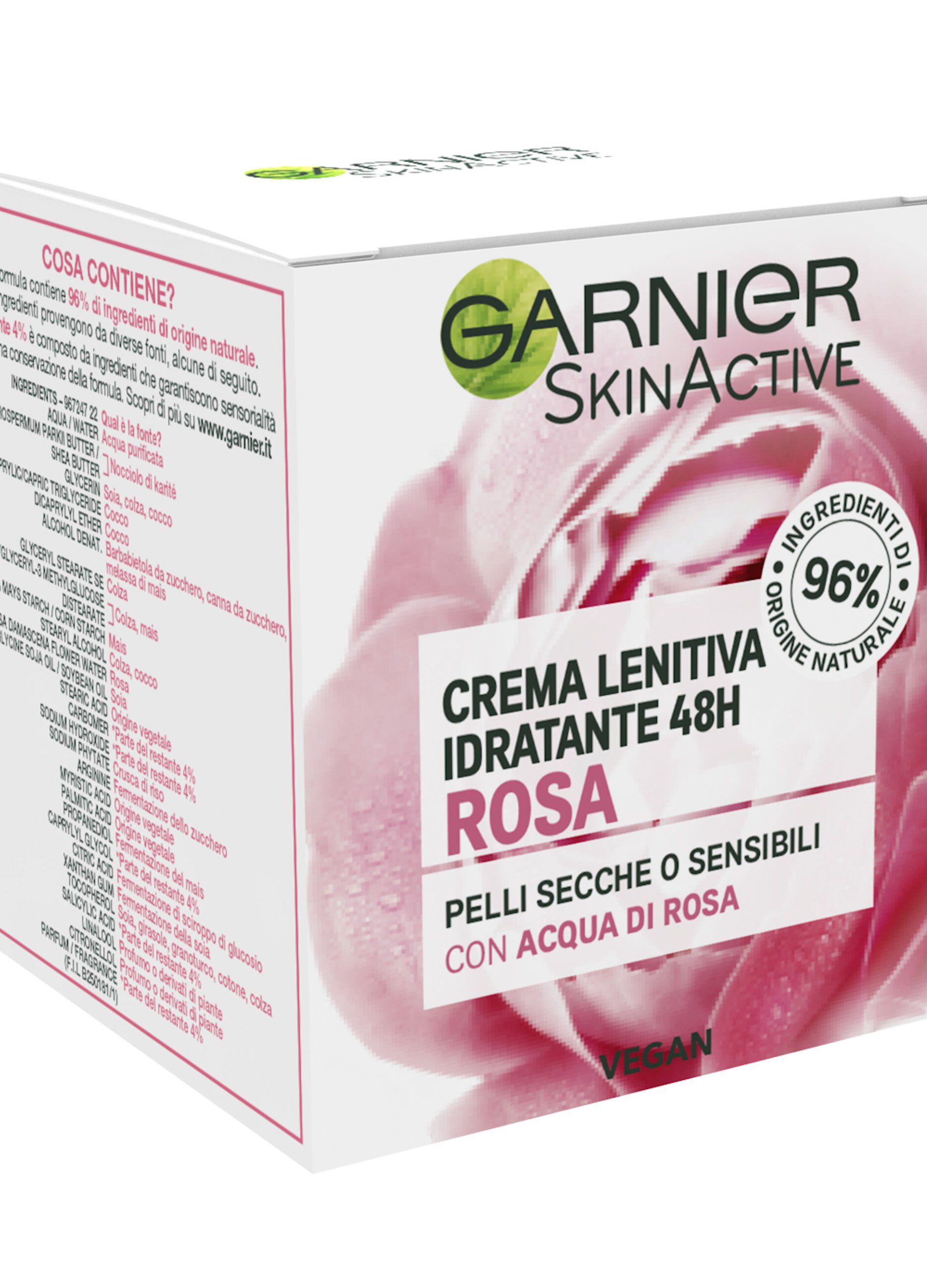 Garnier Crema Viso Idratante Lenitiva SkinActive, Ideale per Pelli Secche o Sensibili, Arricchita con Acqua di Rosa, 50 ml.