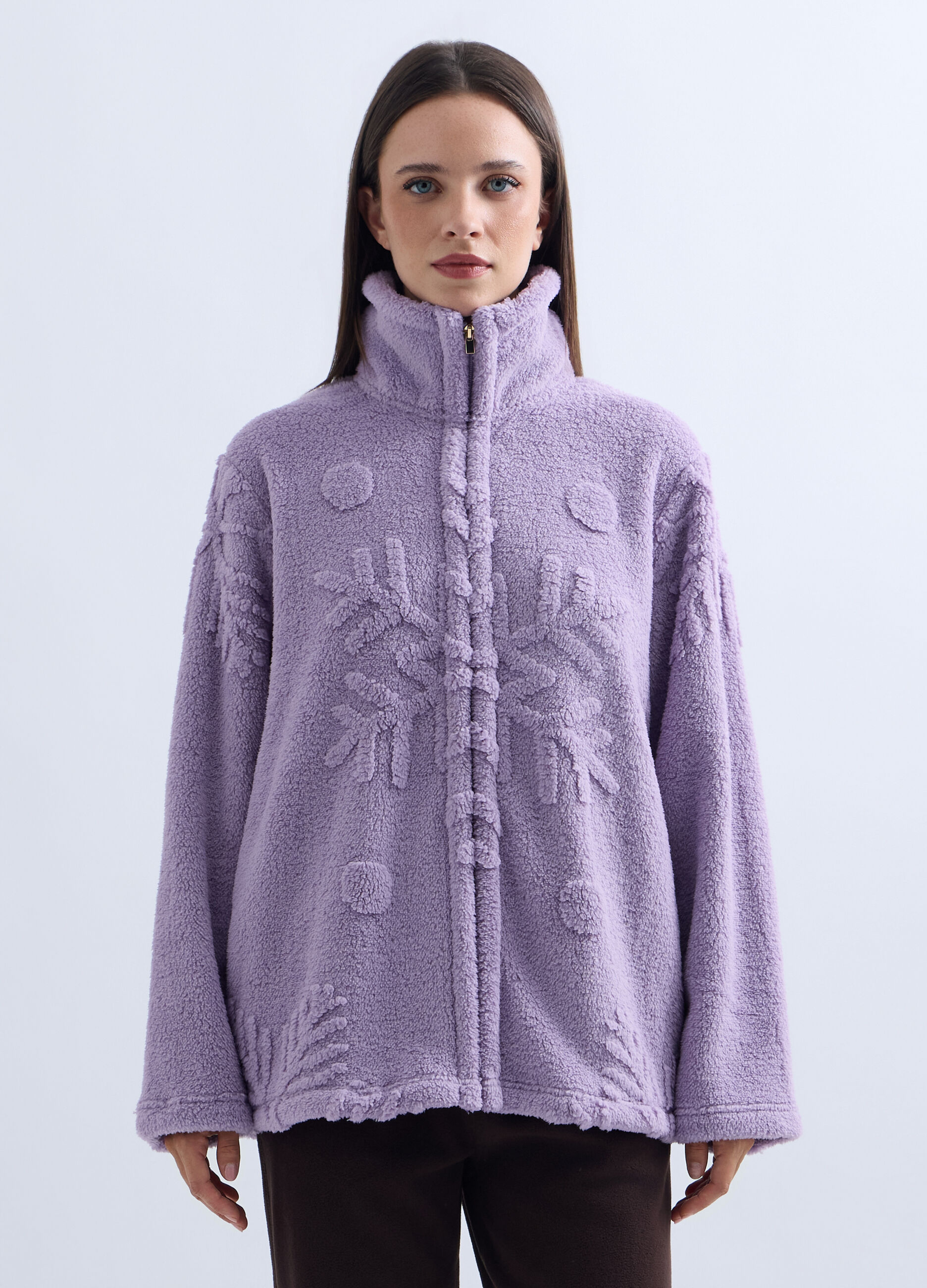 Vestaglia corta in eco fur donna_0