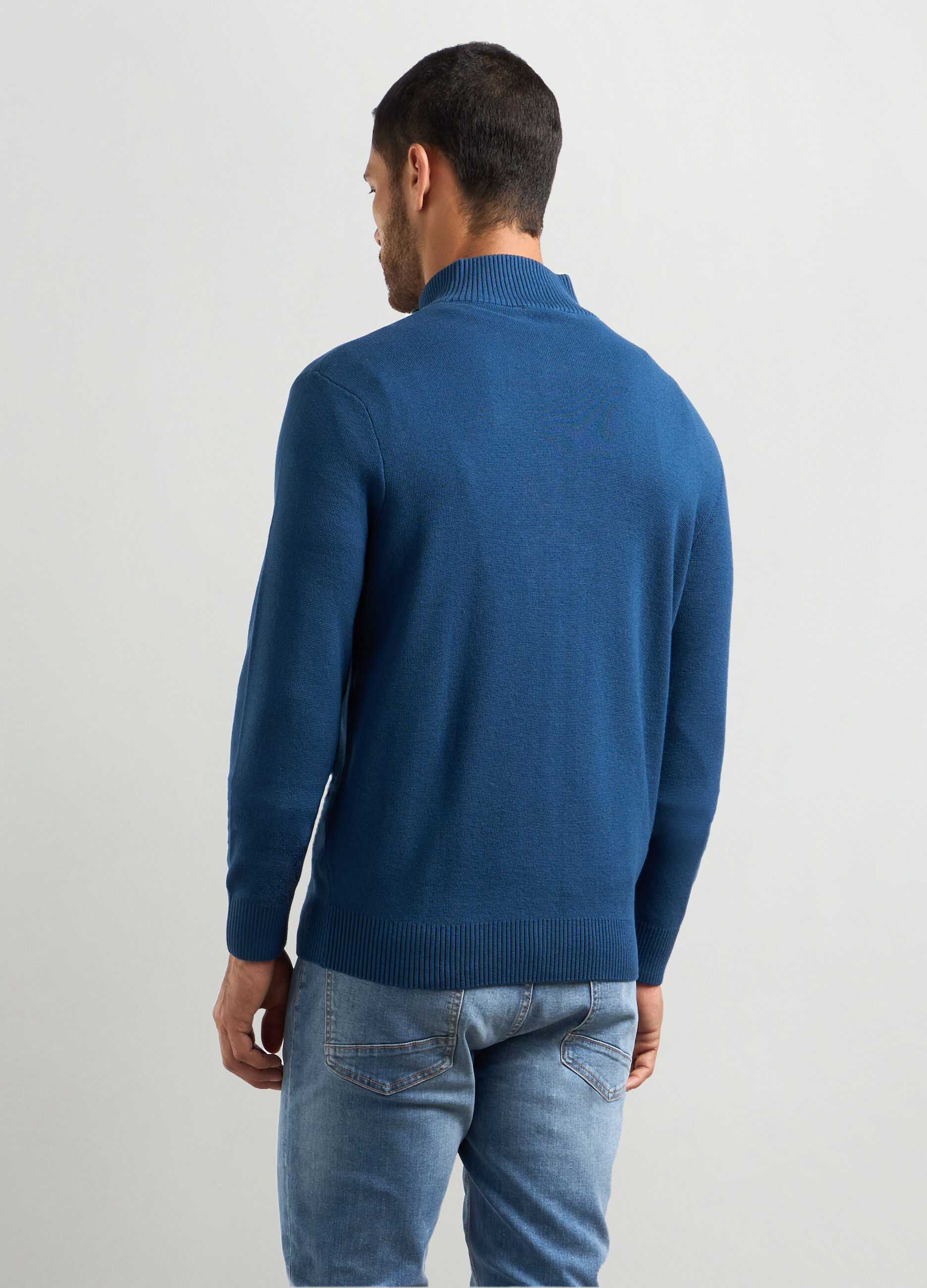 Cardigan collo alto in misto cotone uomo_1