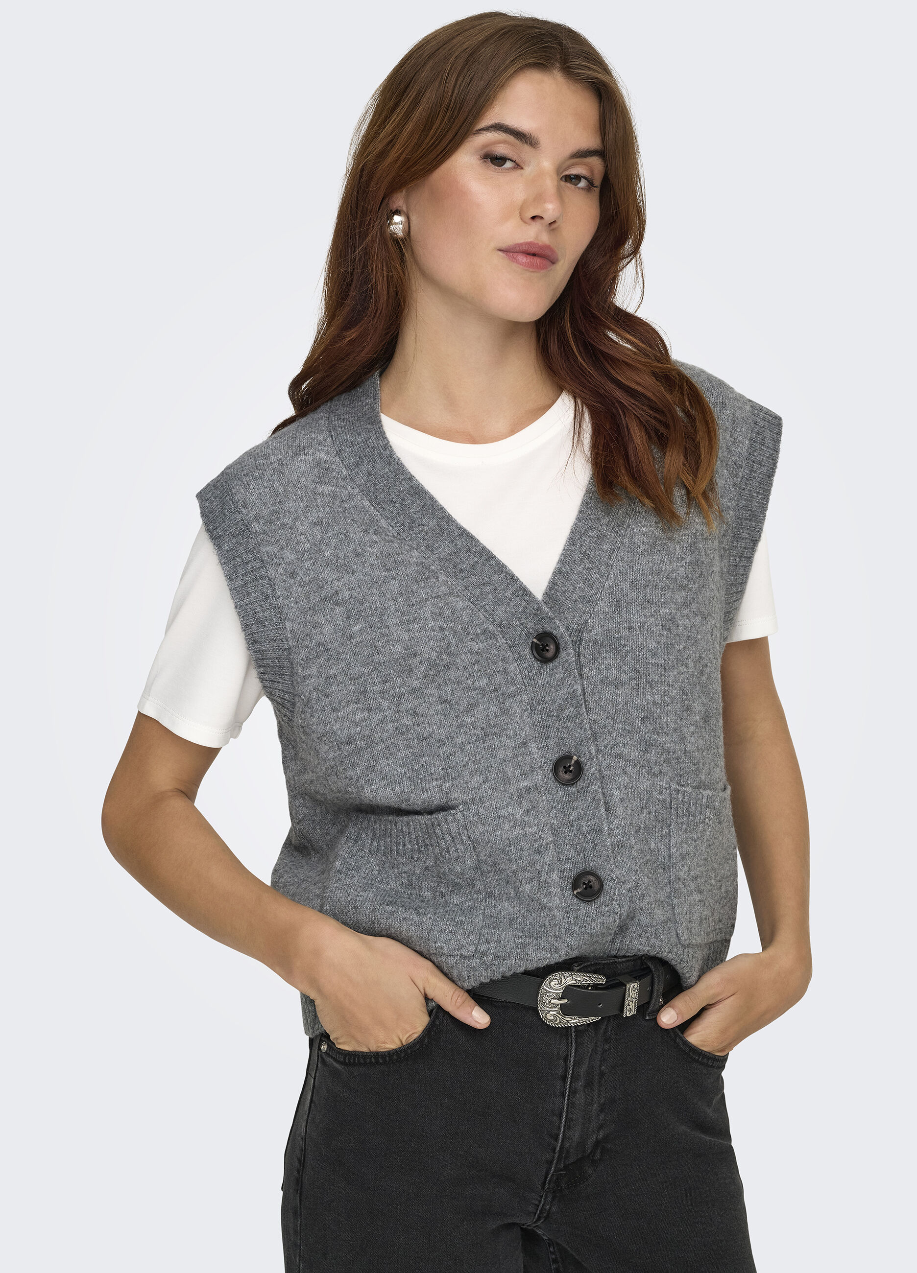 Cardigan in maglia con scollo a V_1