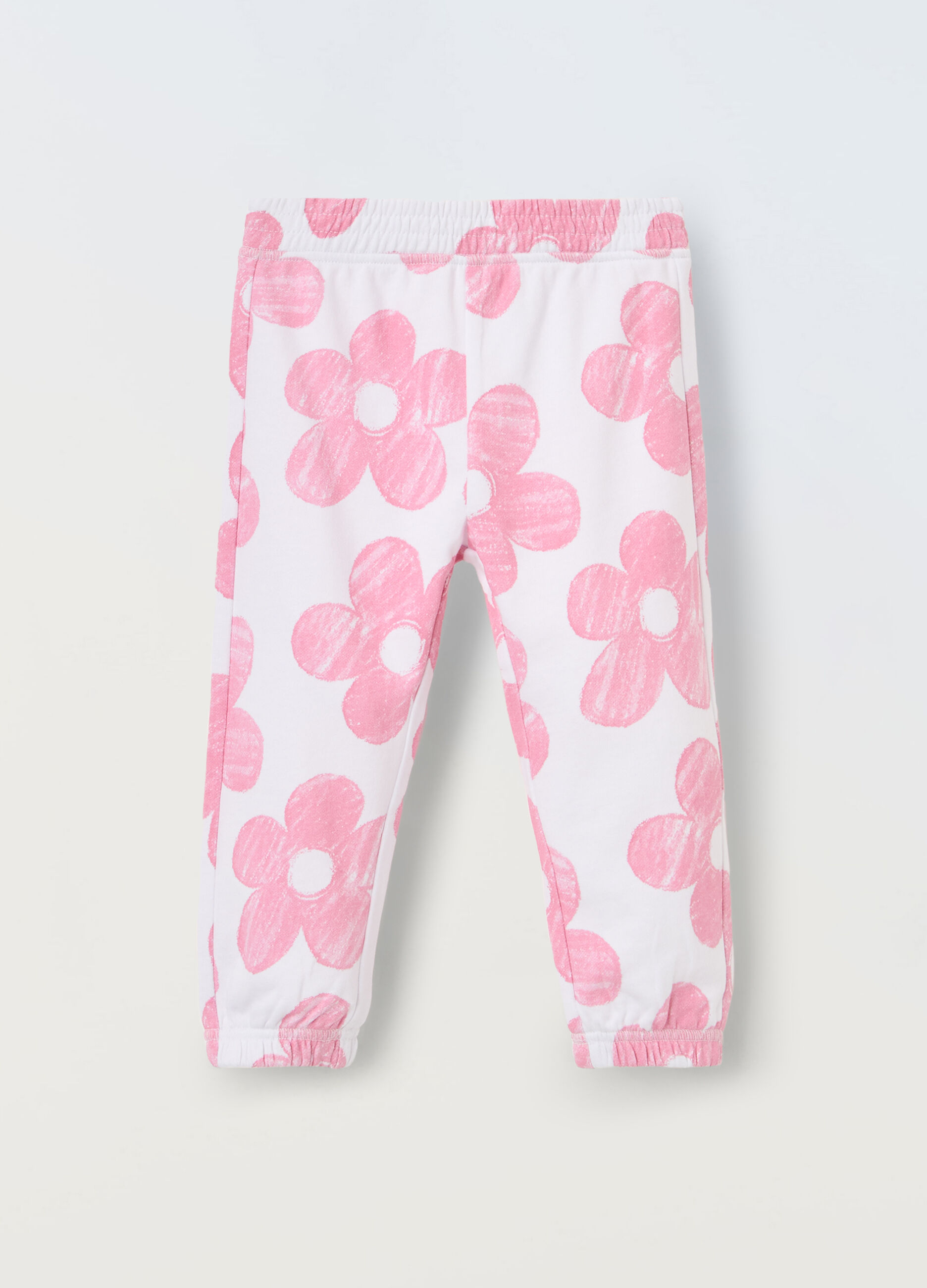 Jogger in puro cotone con stampa neonata_0