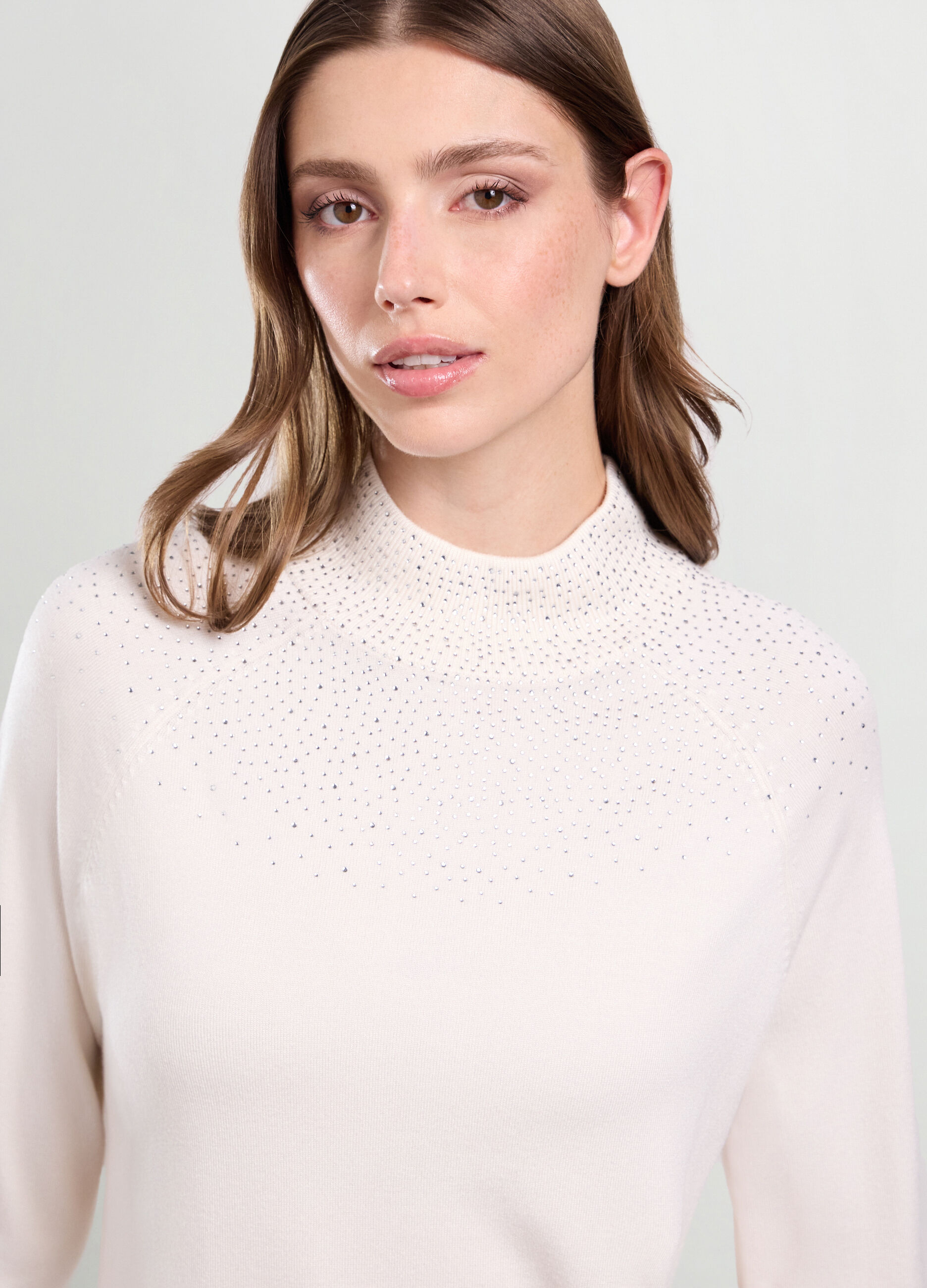 Pullover misto viscosa con strass donna_2