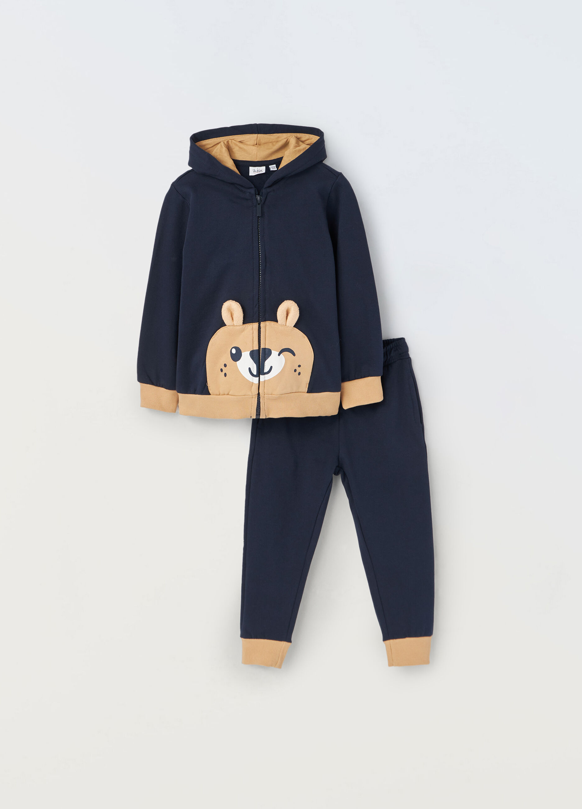 Jogging set in puro cotone con applicazioni 3D neonato_0