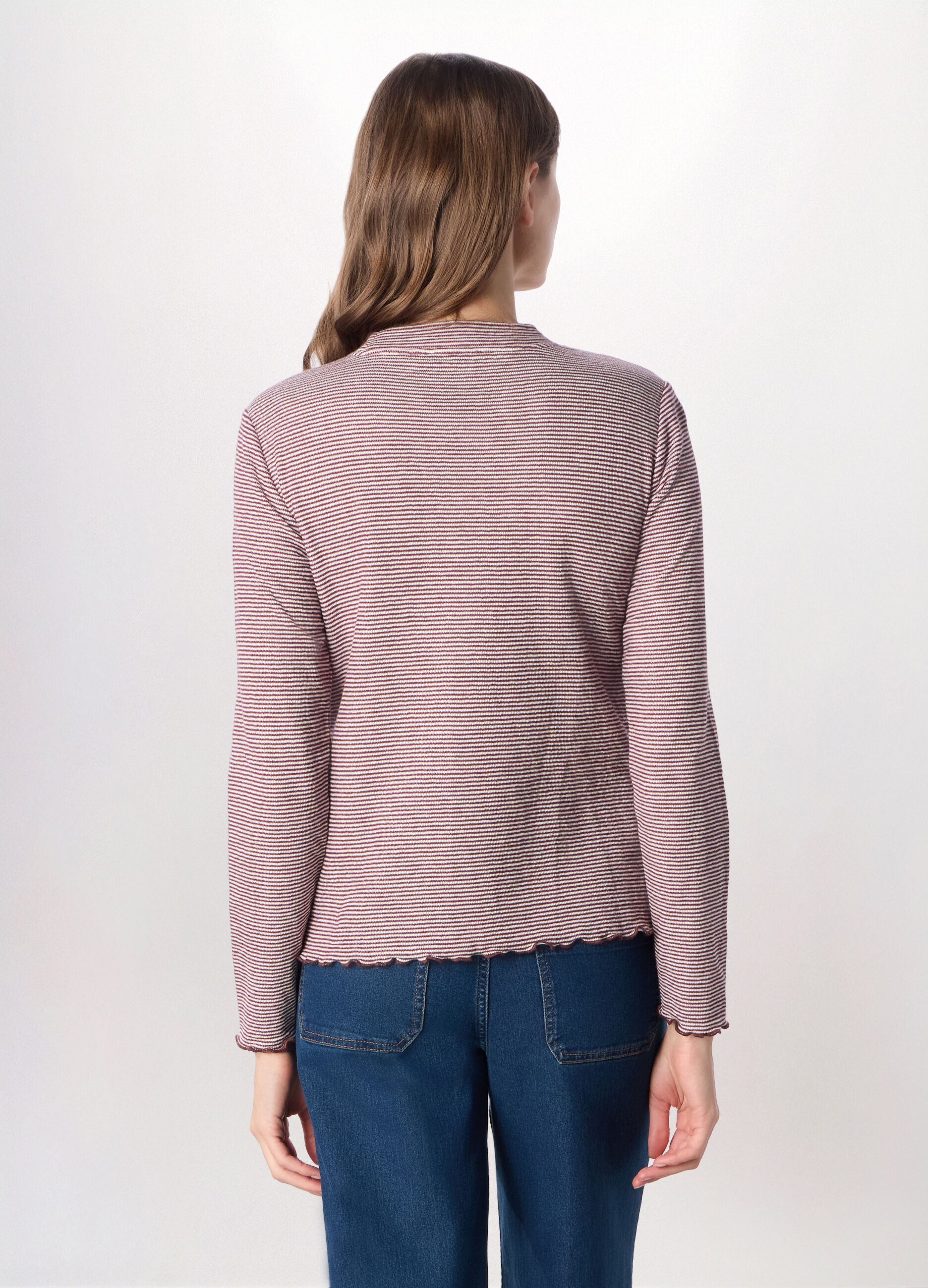 T-shirt in costina di puro cotone donna_1