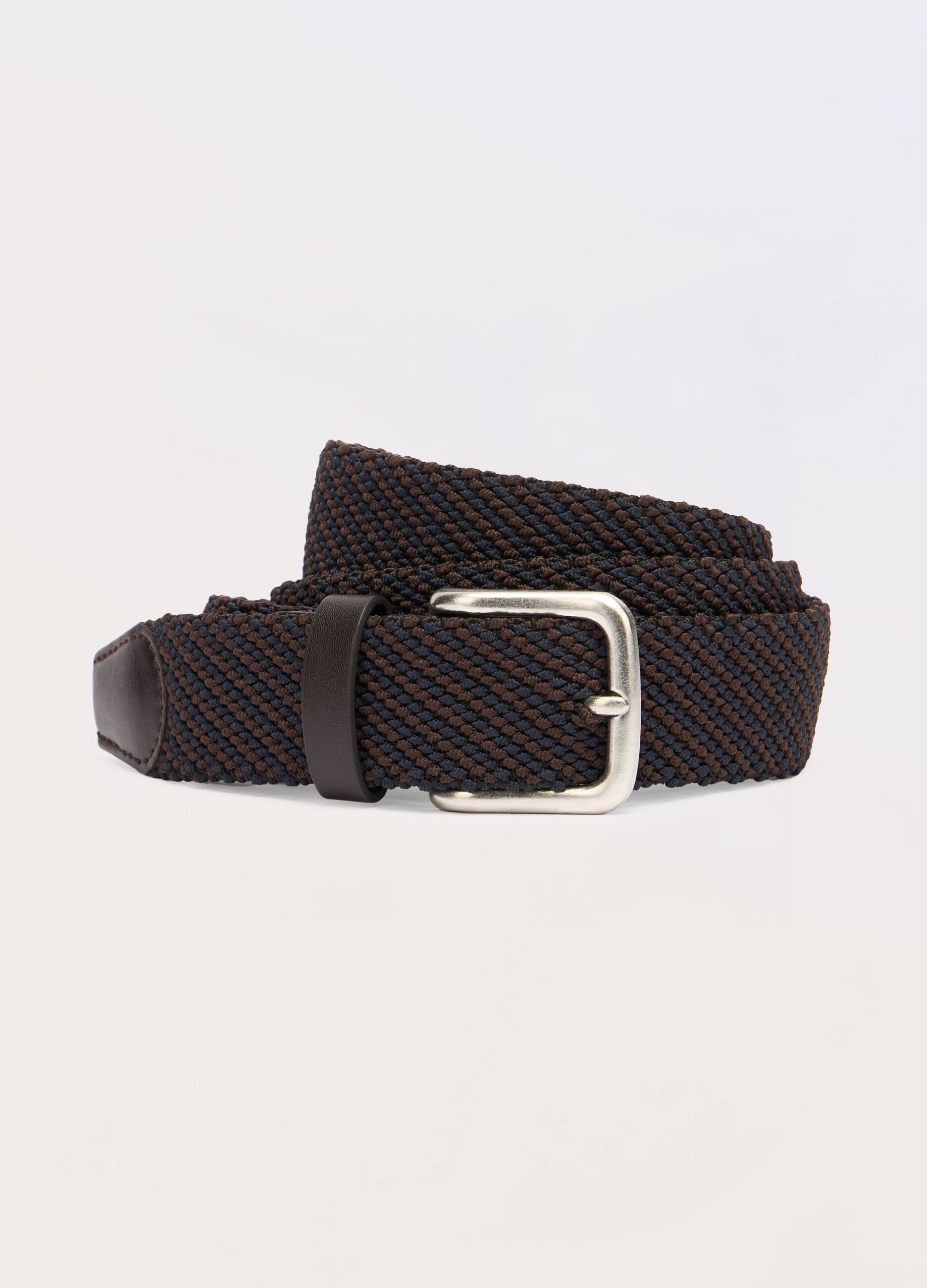 Cintura bicolor intrecciata con inserti in ECOpelle uomo_0