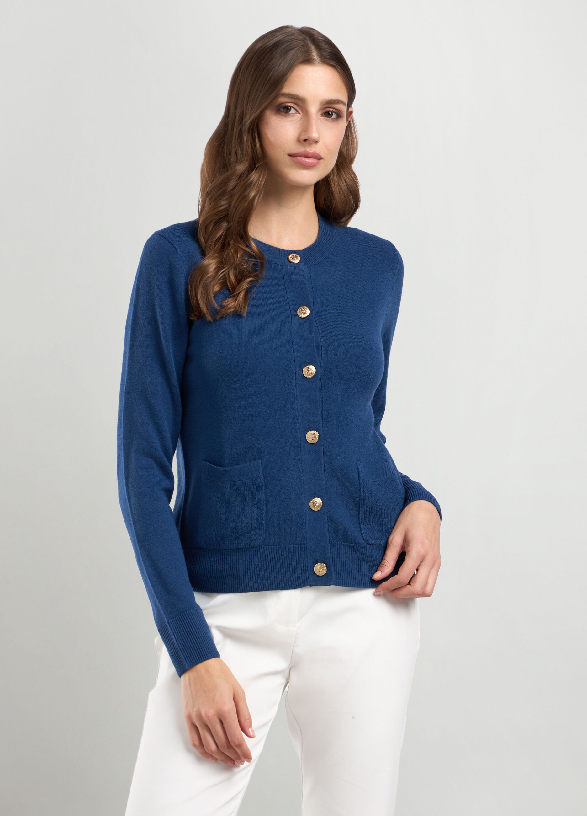 Cardigan tricot con tasche donna_0