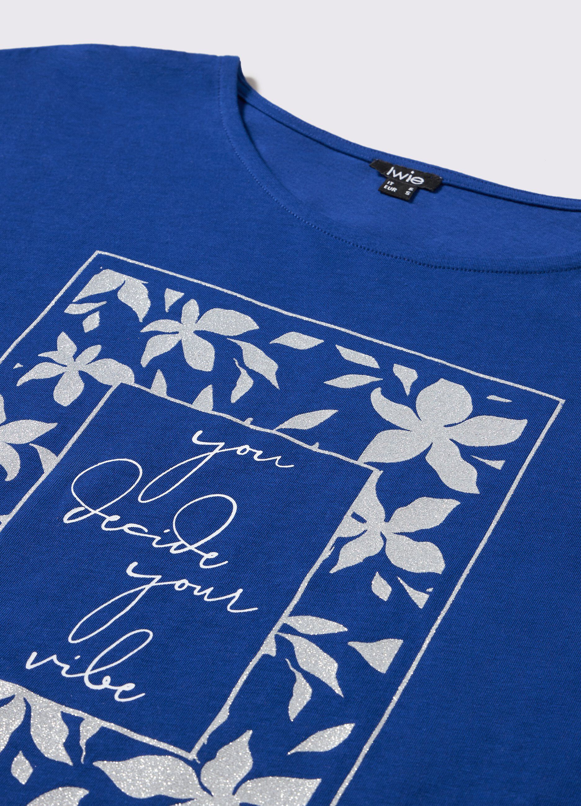 T-shirt in puro cotone con stampa glitter donna_1