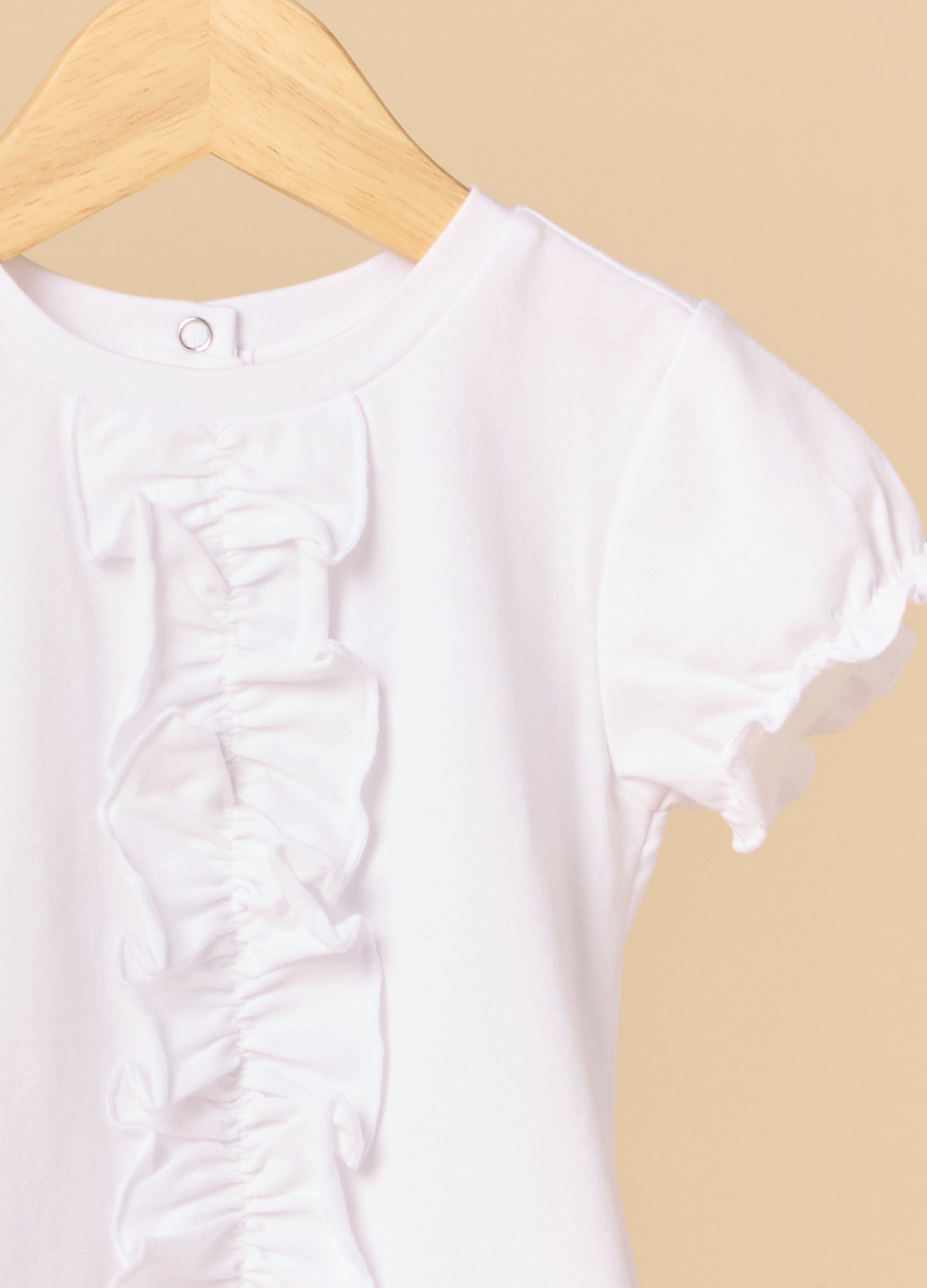 T-shirt IANA in cotone stretch con rouches neonata_1