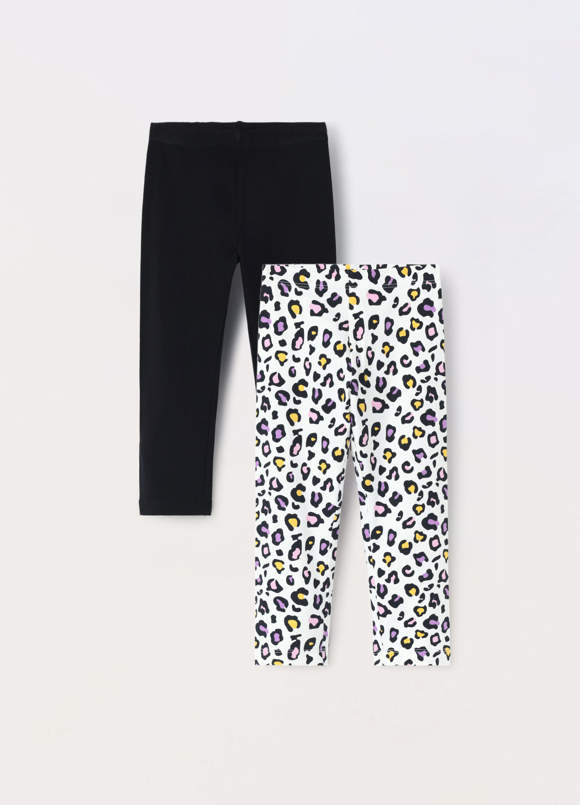Pack 2 leggings in jersey di cotone stretch bambina_0
