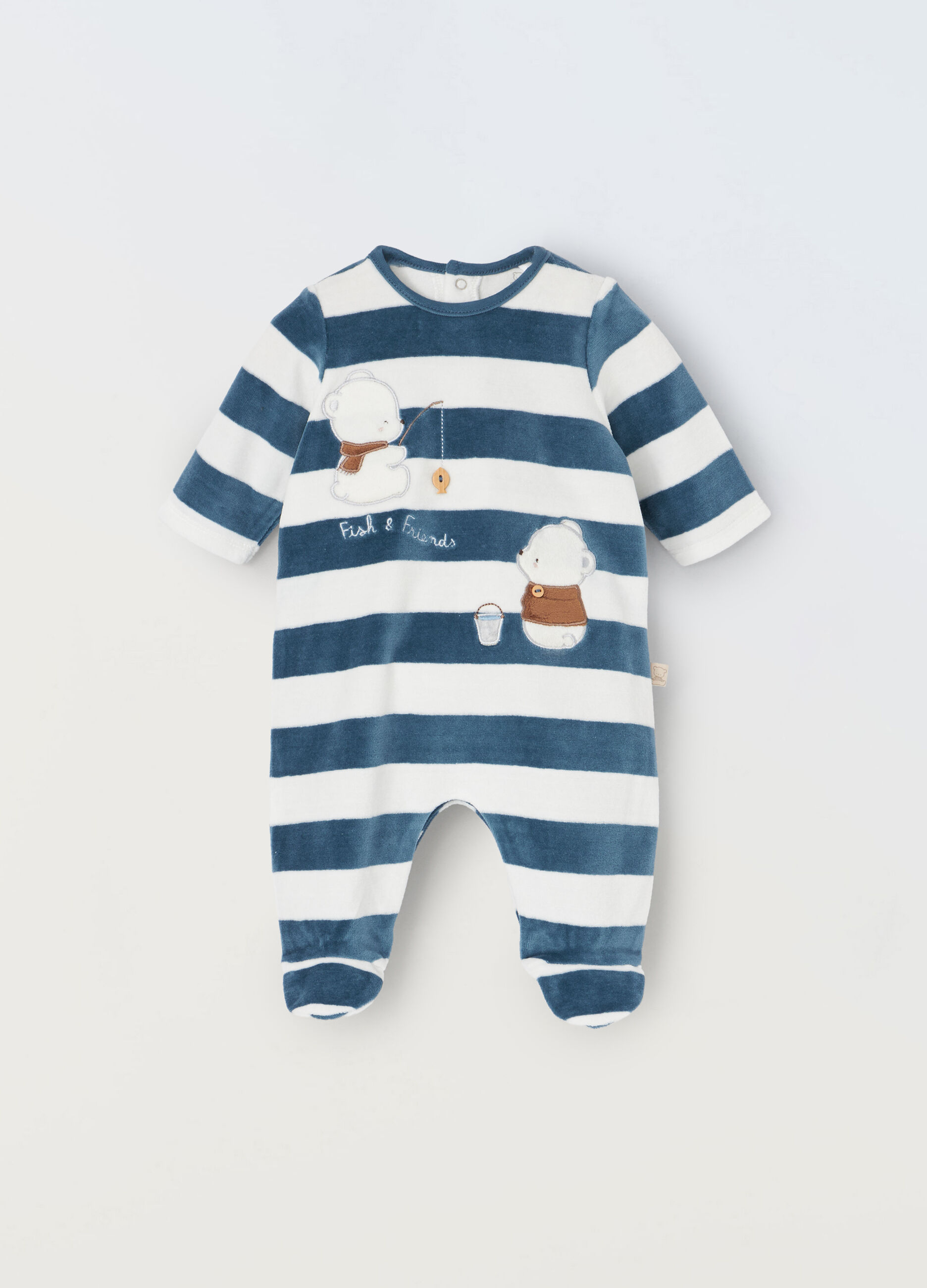 Tutina velour a righe neonato_0