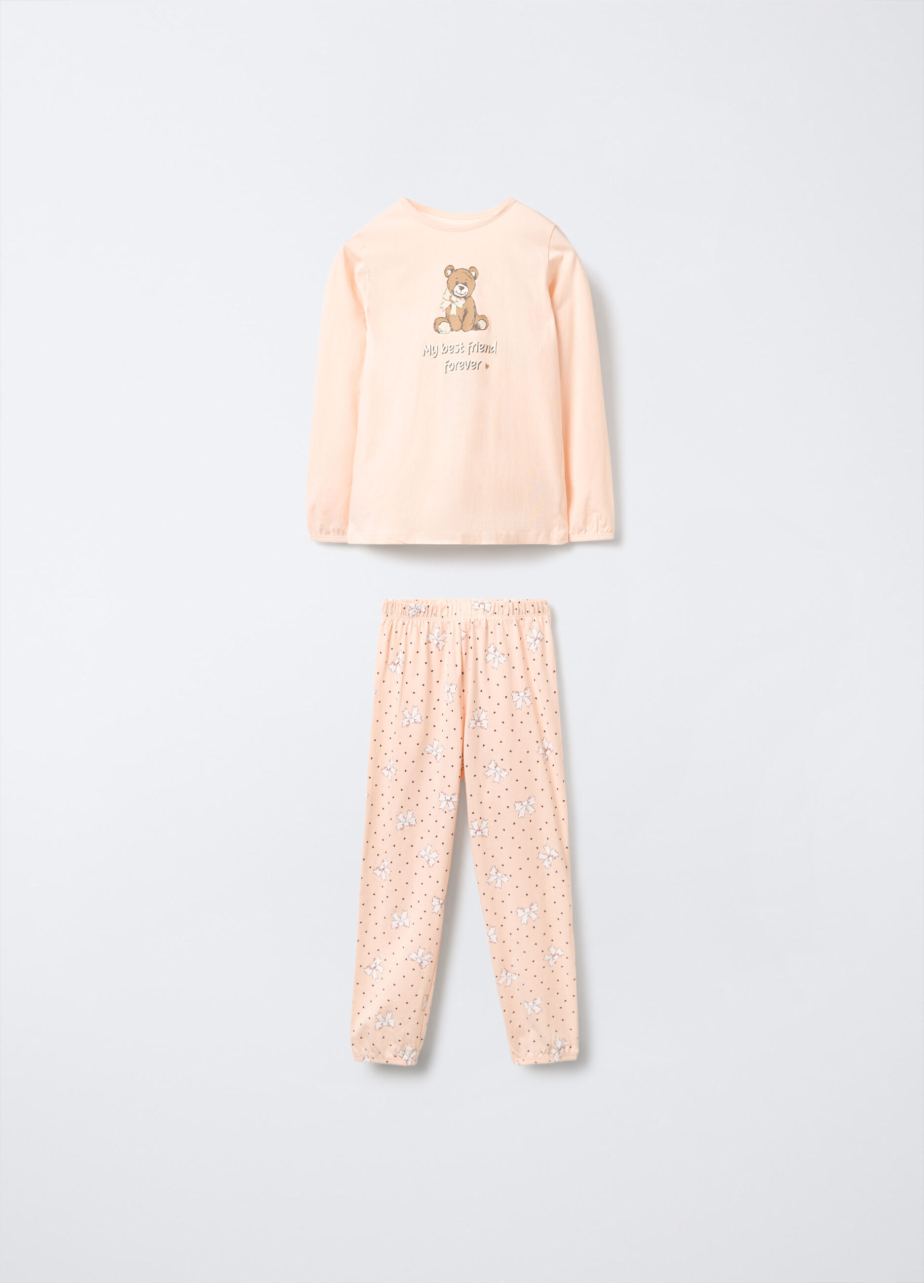 Set pigiama lungo in jersey di puro cotone bambina_0
