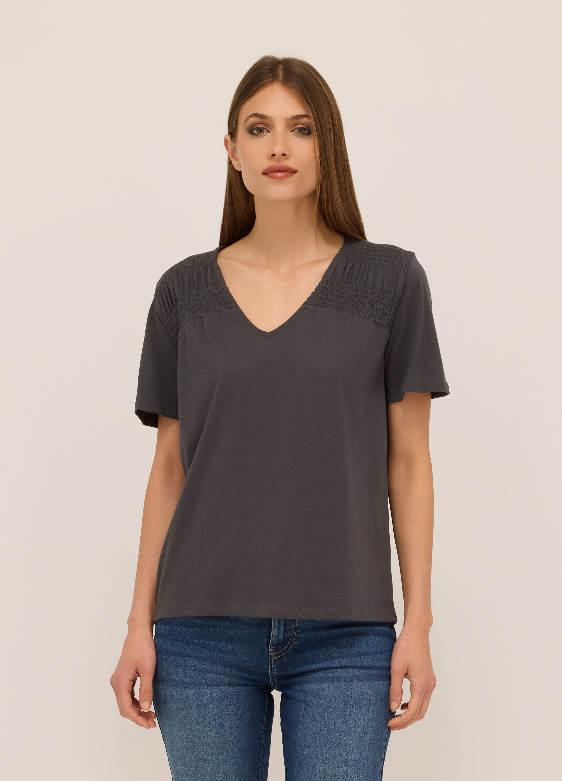 T-shirt in jersey di puro cotone donna_0