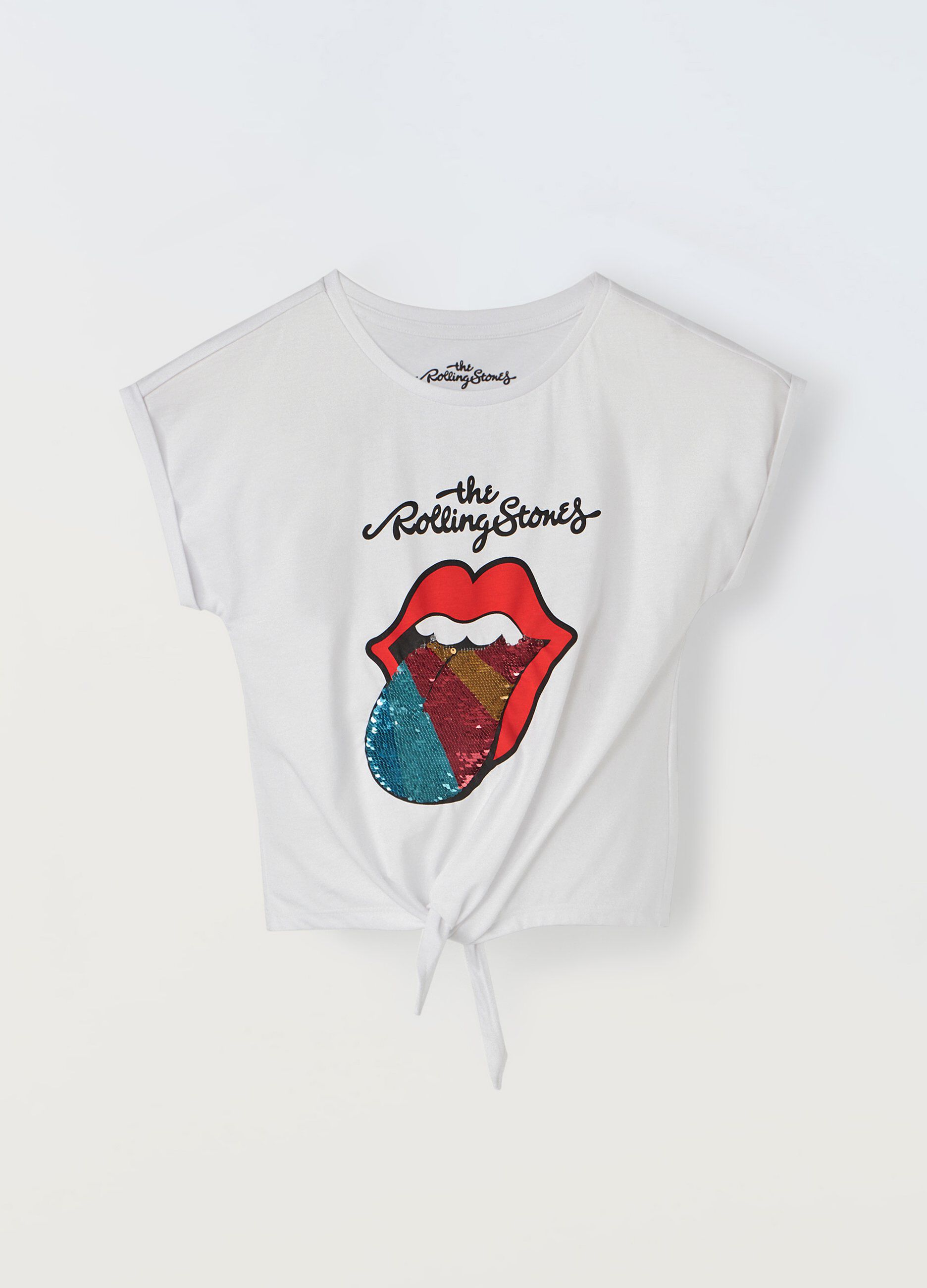 T-shirt in puro cotone con nodo ragazza
