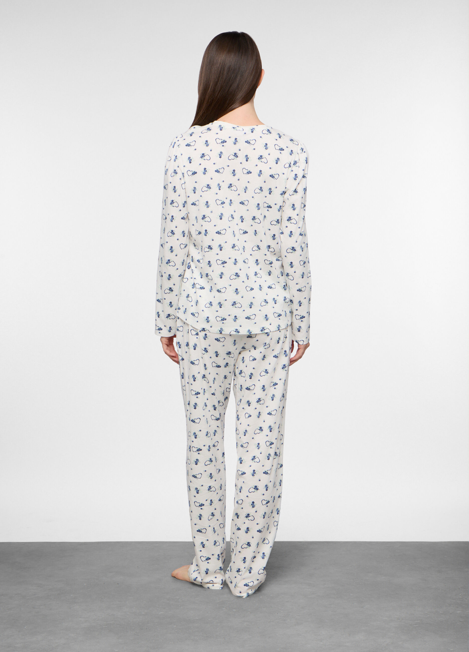 Set pigiama lungo in jersey di puro cotone donna_1